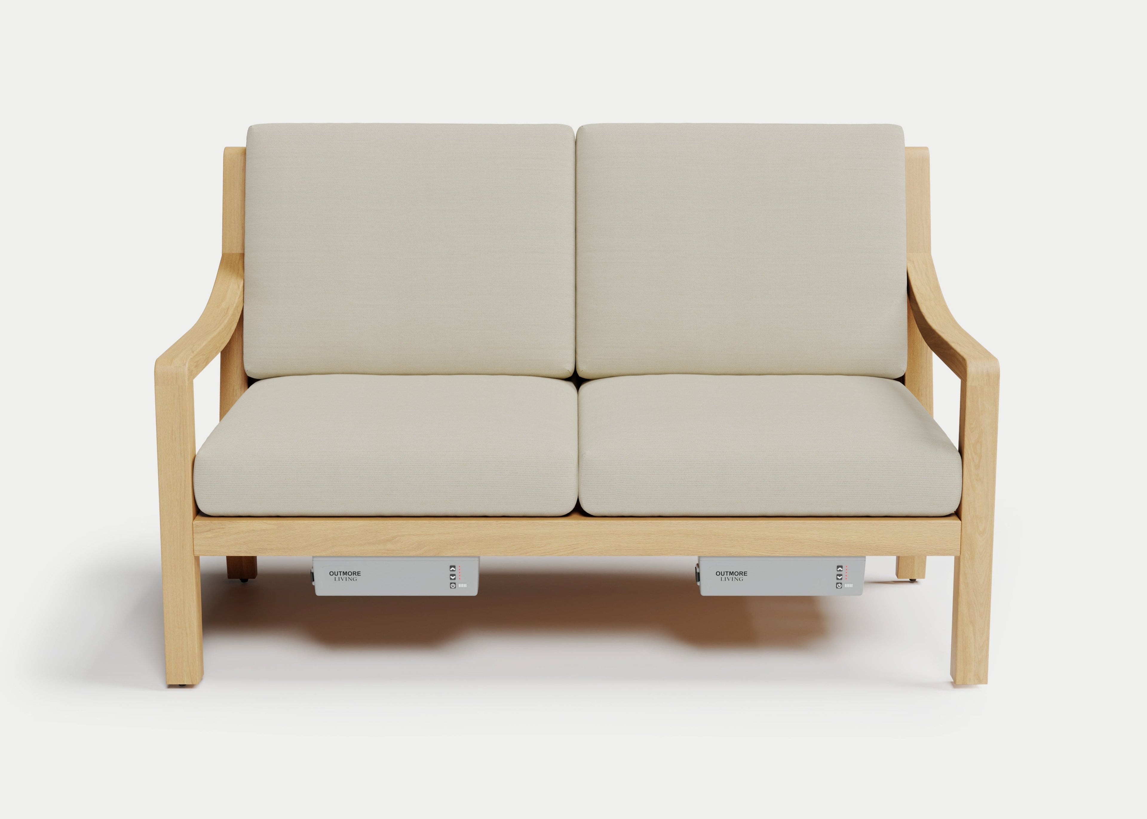 Heated Outdoor Teak Loveseat