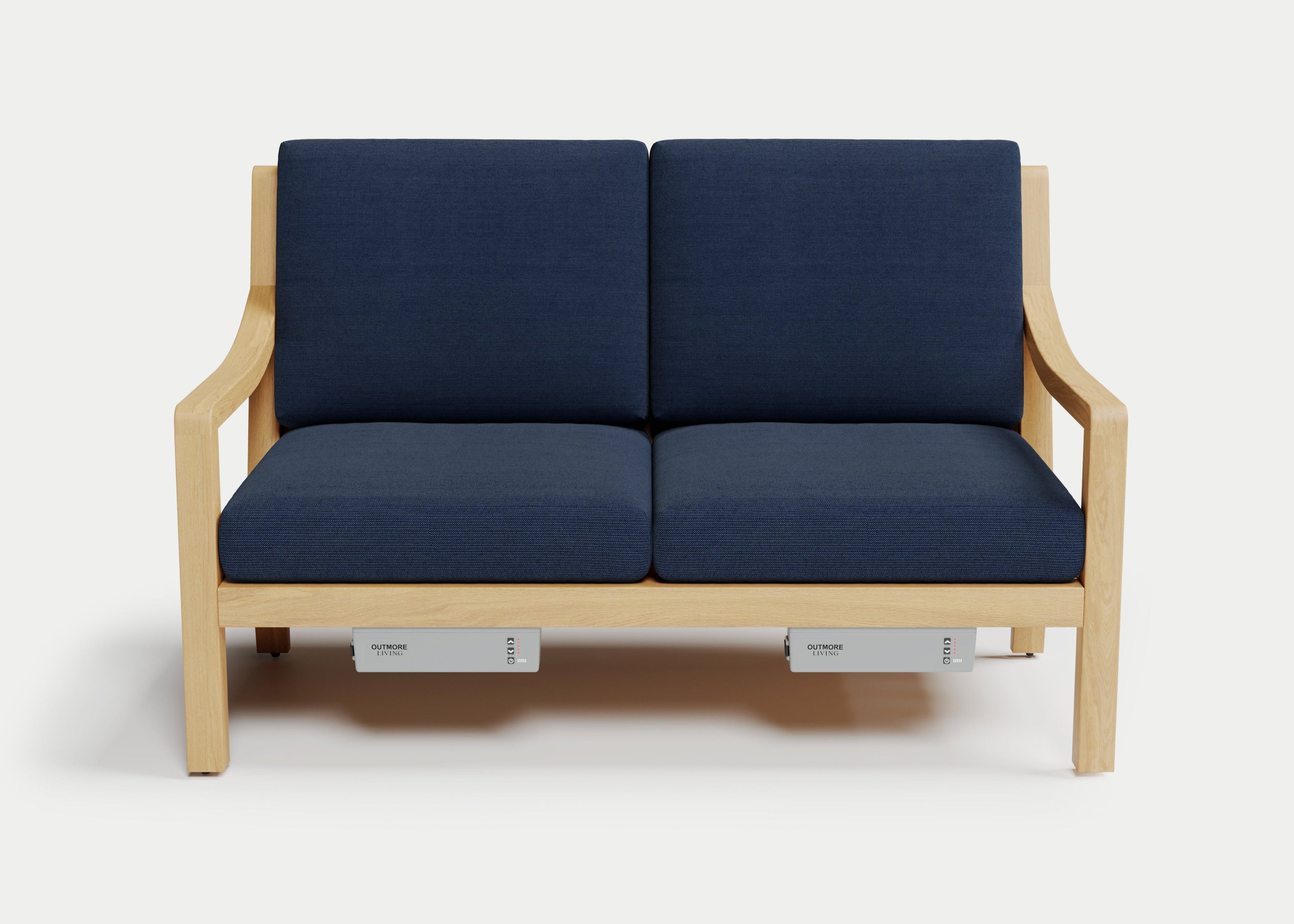 Heated Outdoor Teak Loveseat