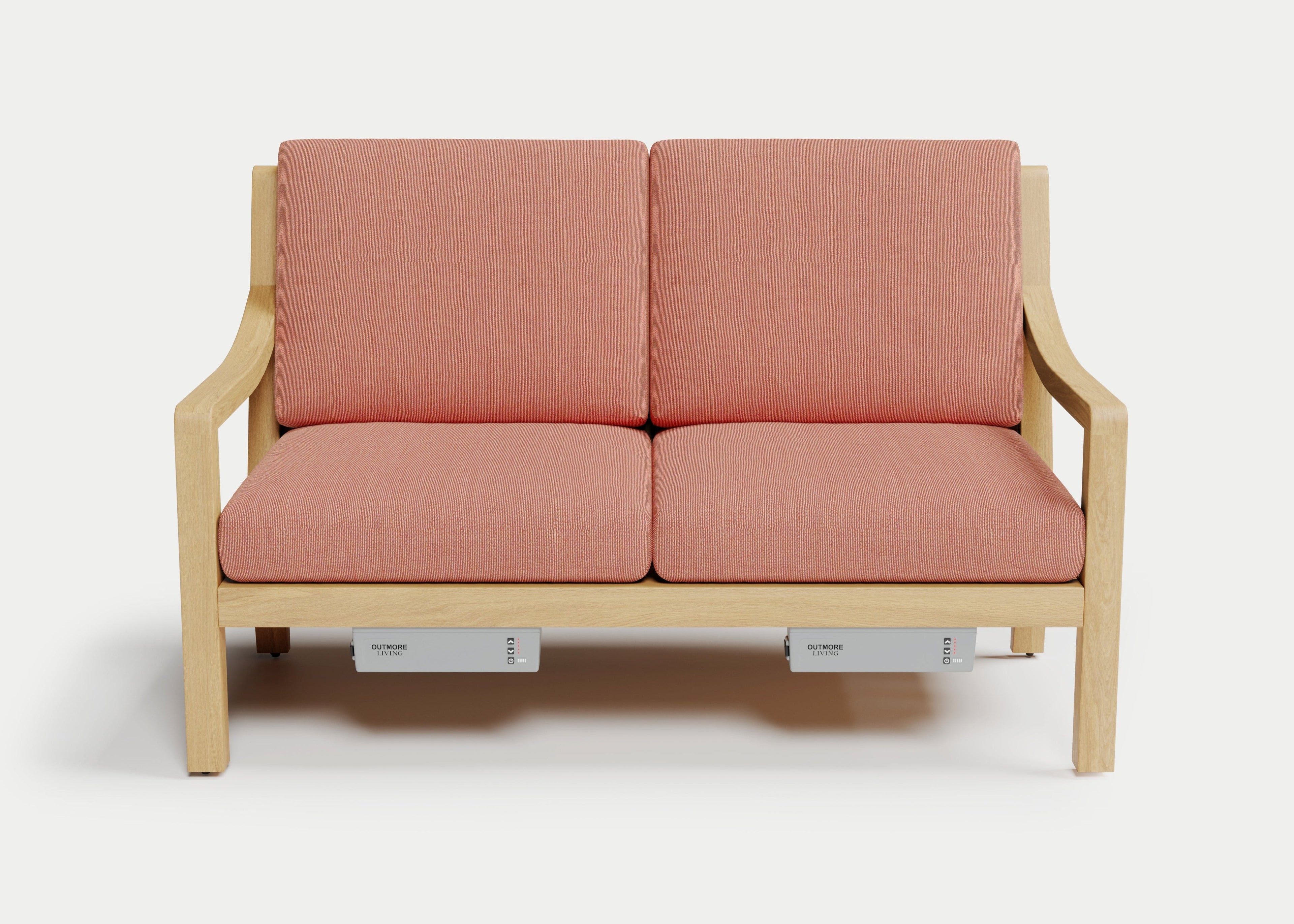 Heated Outdoor Teak Loveseat