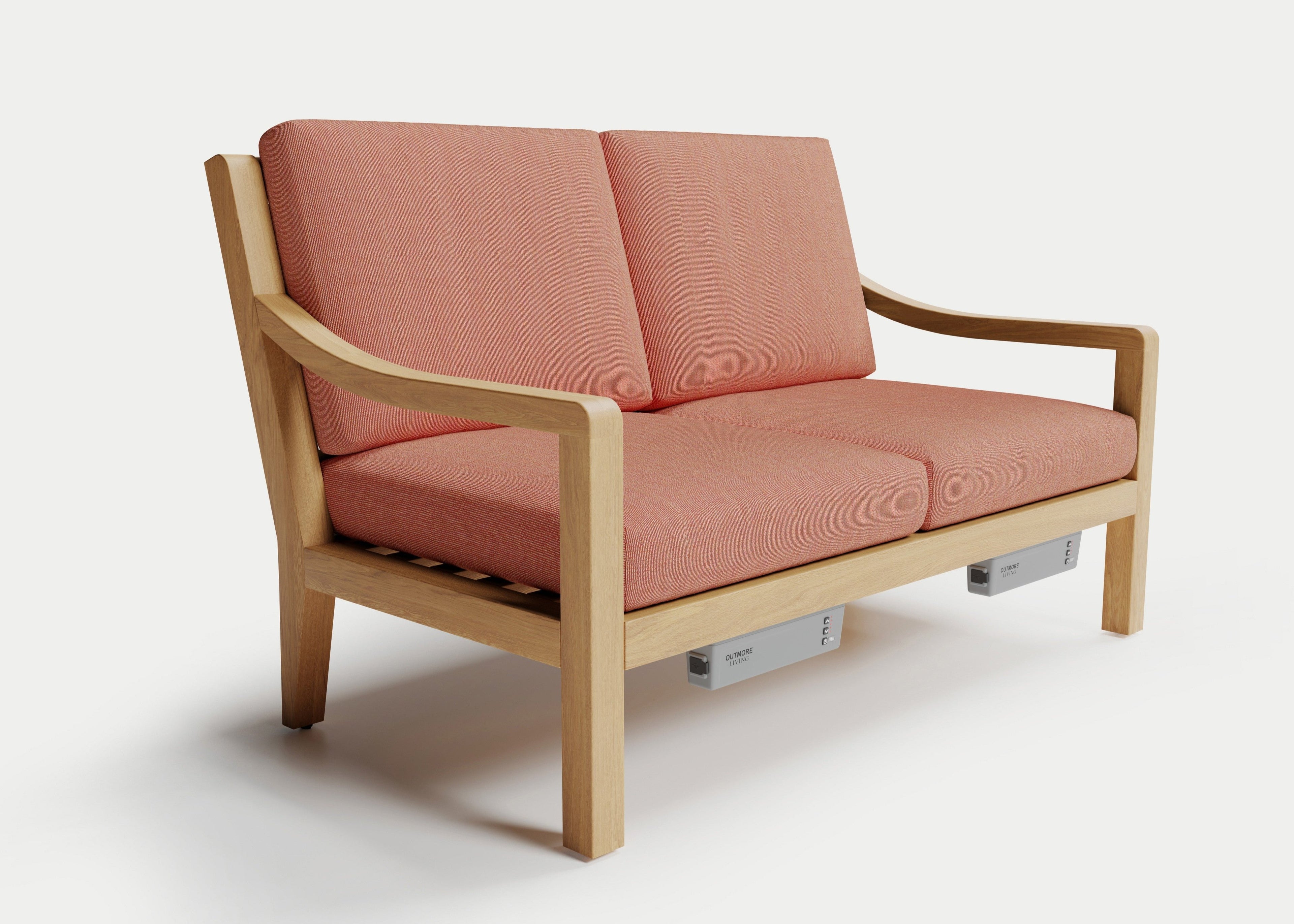 Heated Outdoor Teak Loveseat