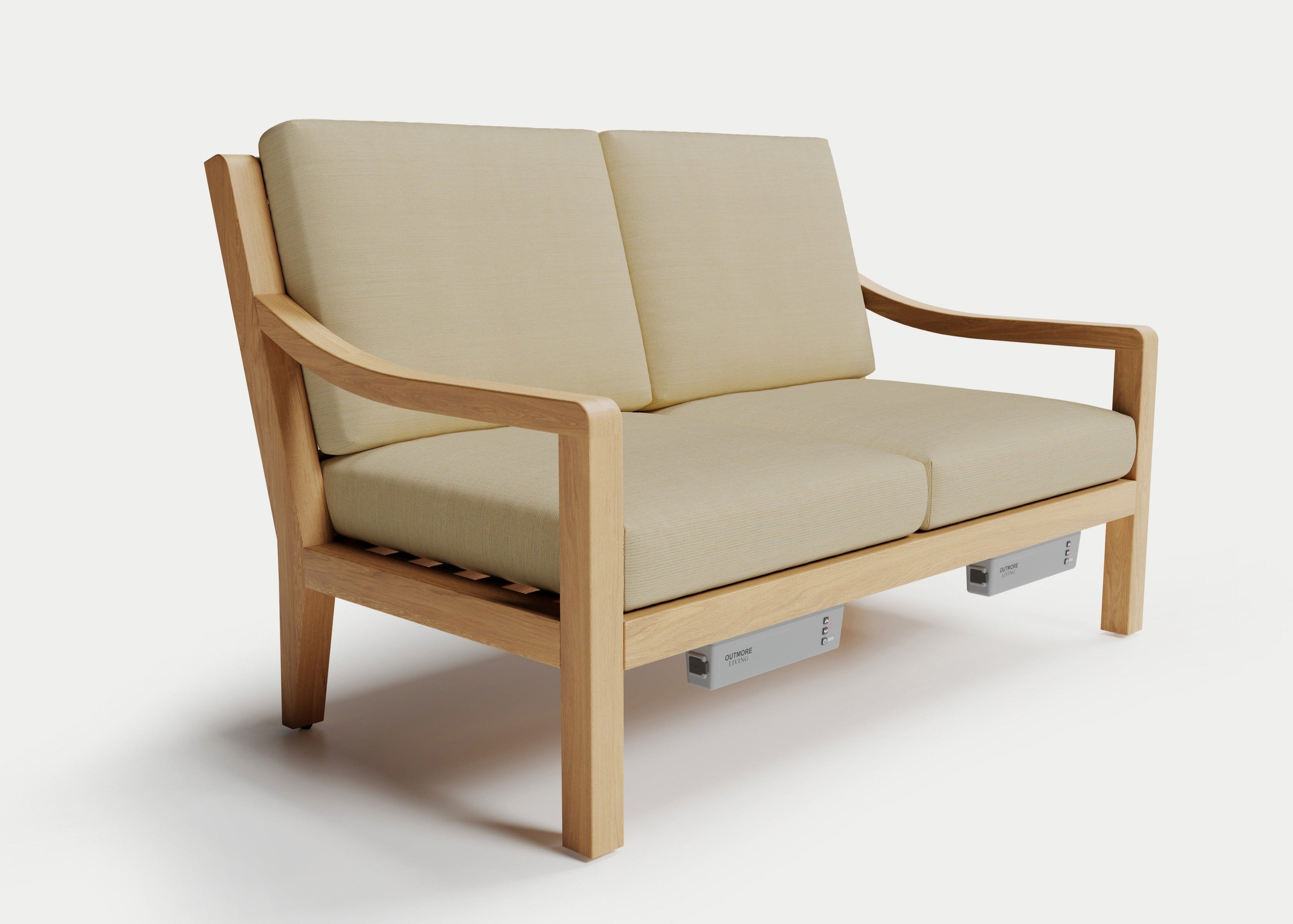 Heated Outdoor Teak Loveseat