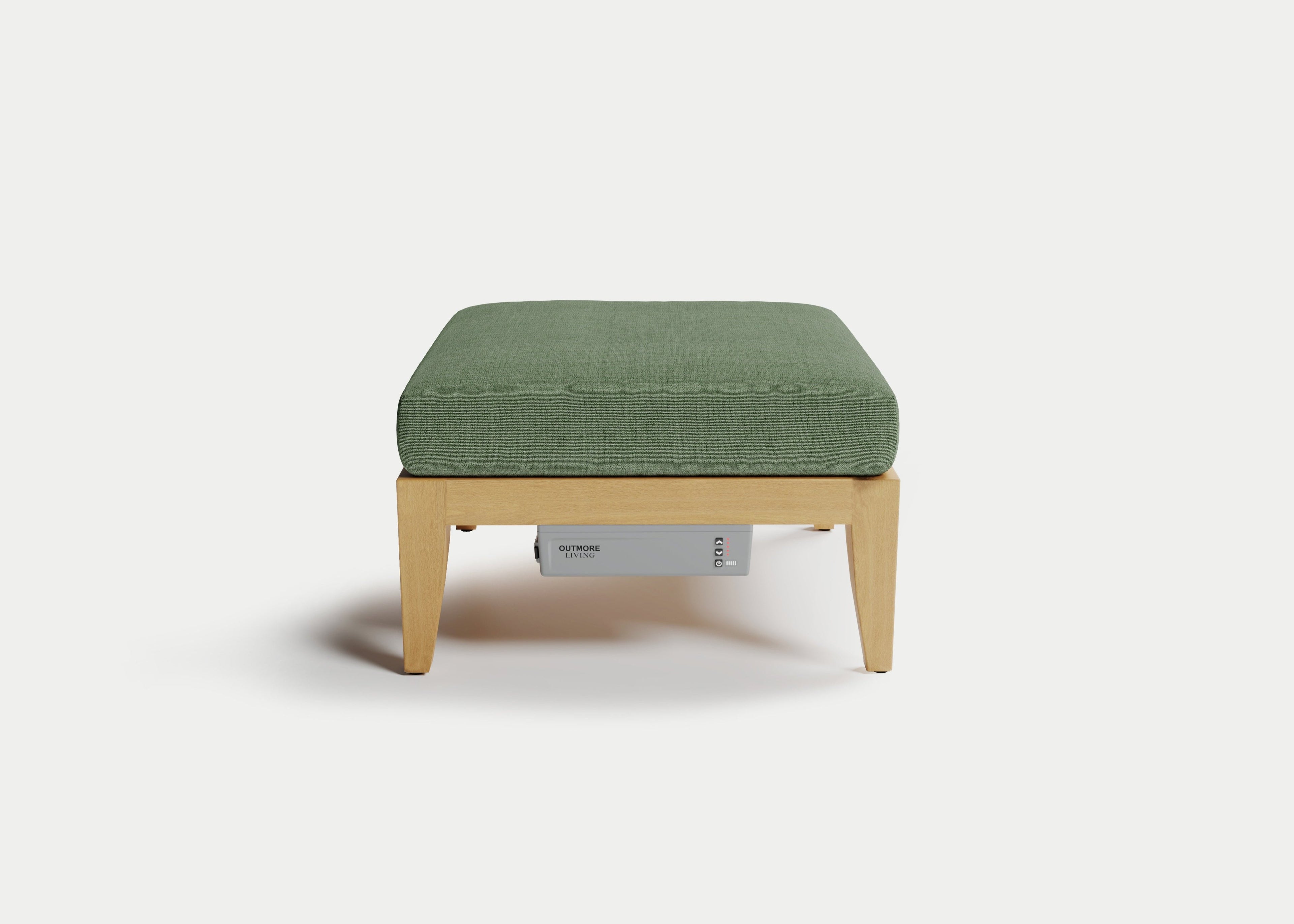 Heated Outdoor Teak Ottoman