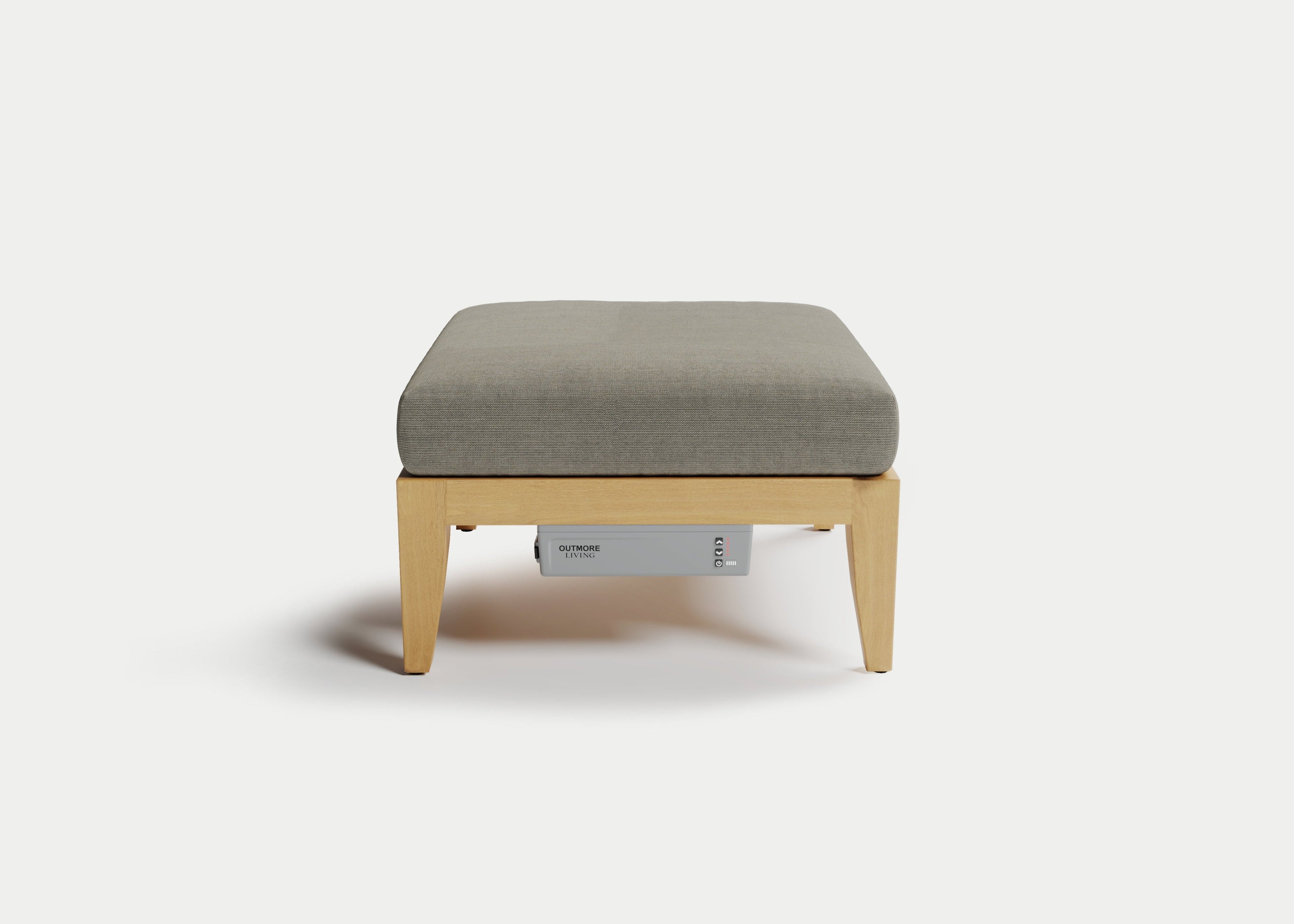Heated Outdoor Teak Ottoman