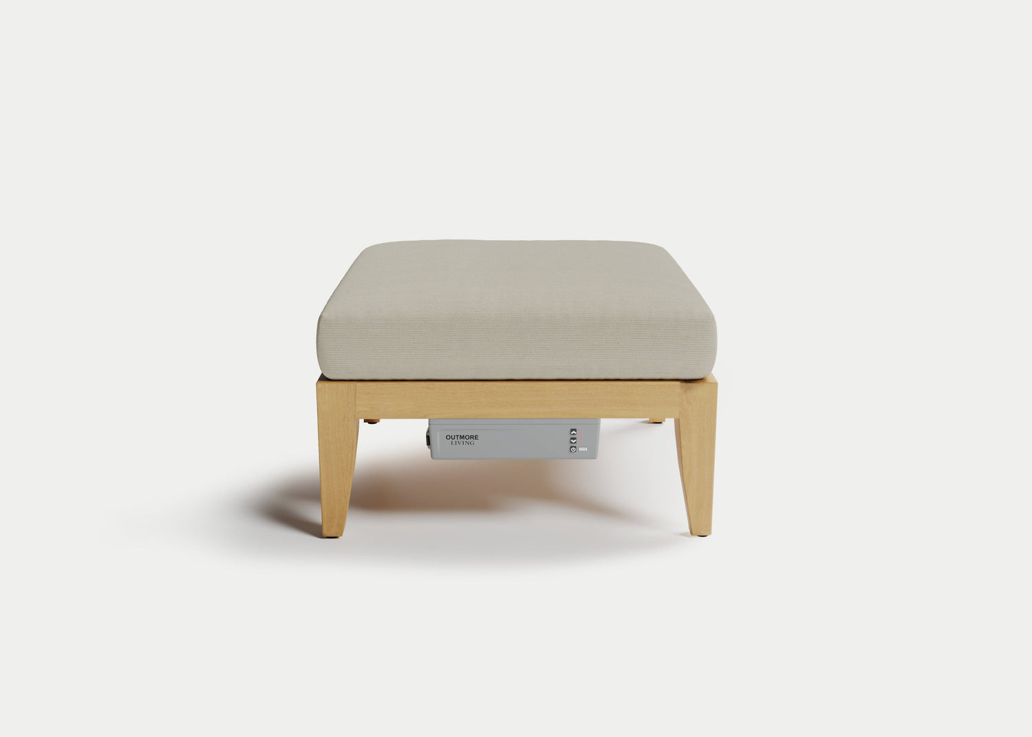 Heated Outdoor Teak Ottoman