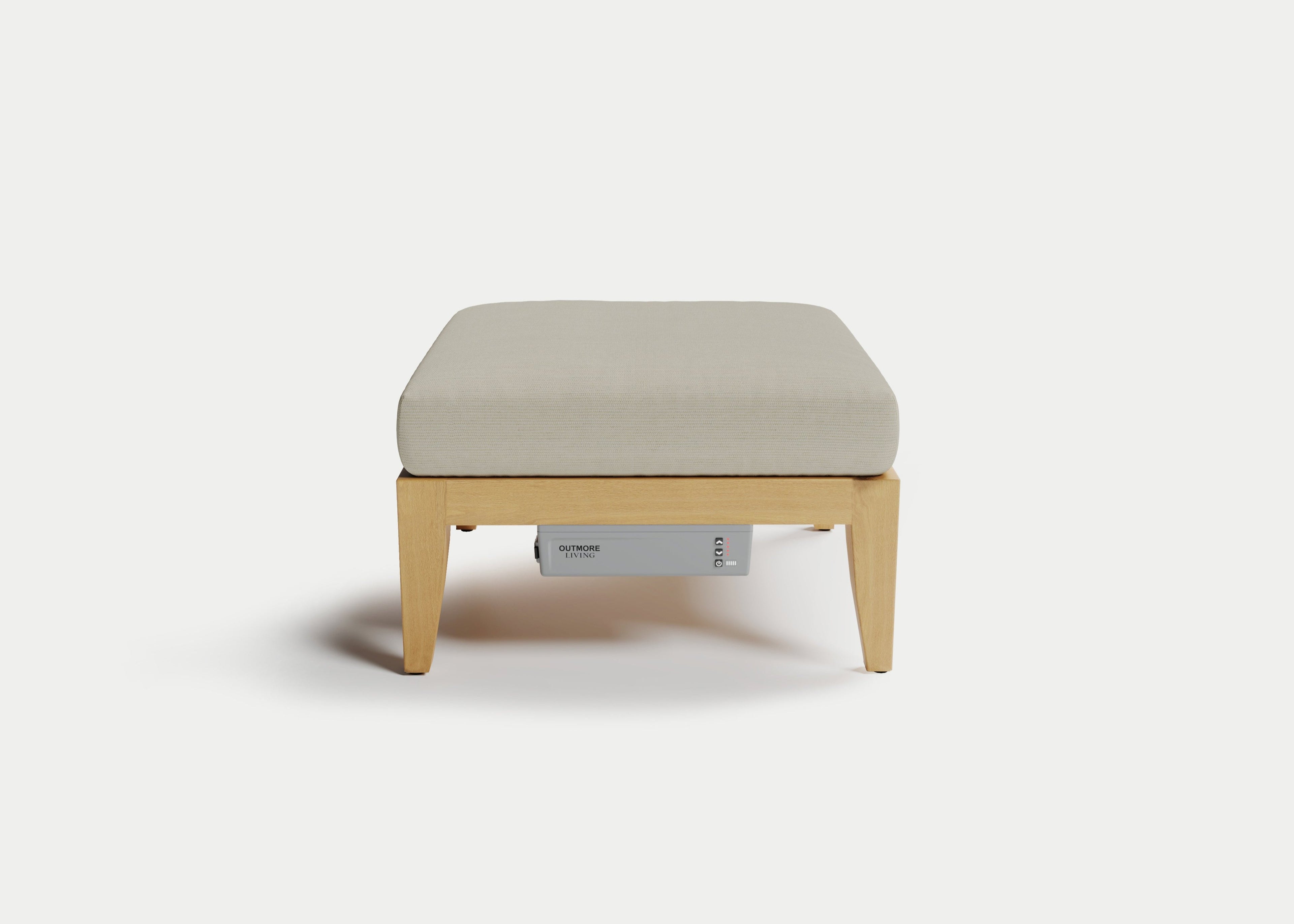 Heated Outdoor Teak Ottoman