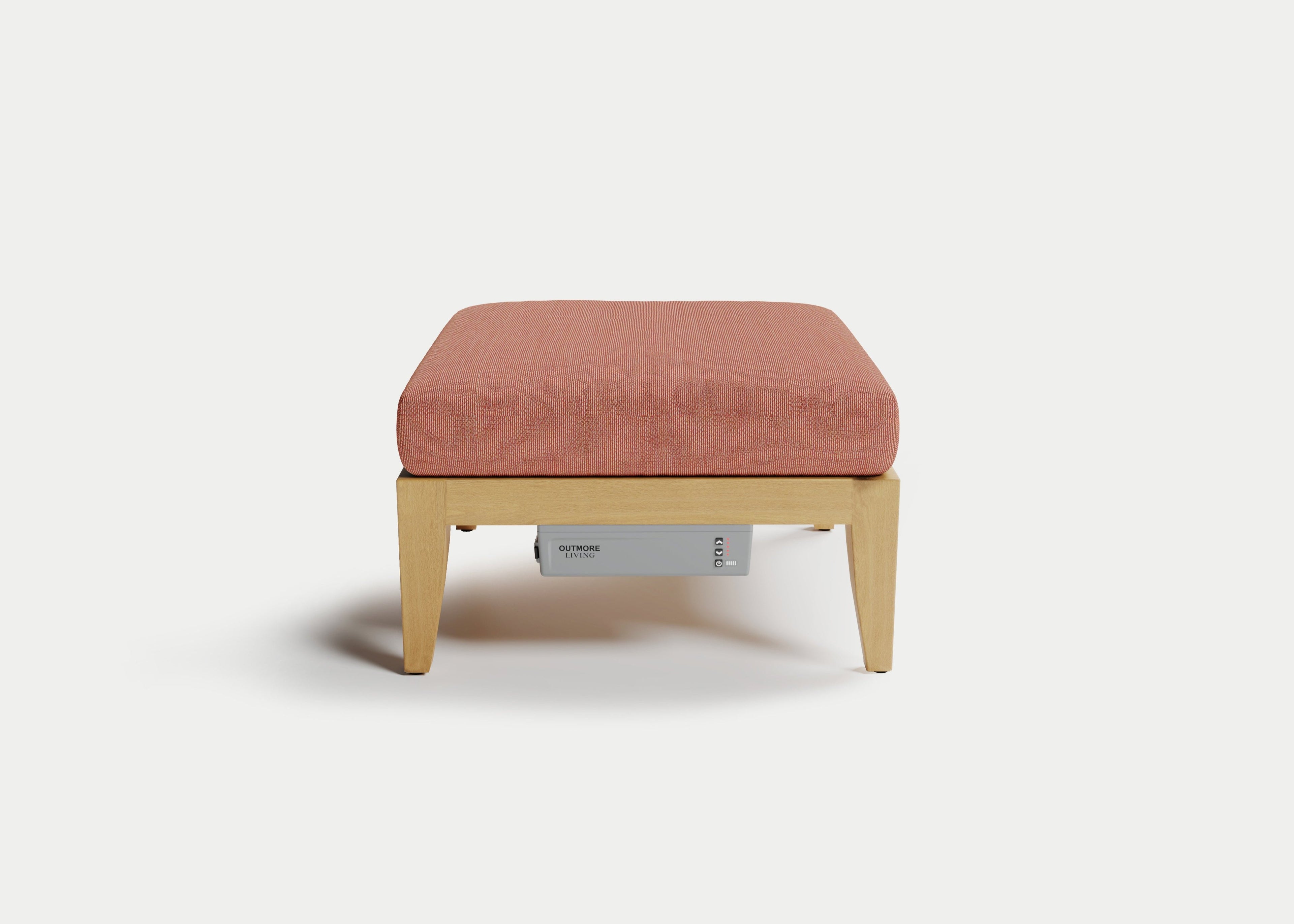 Heated Outdoor Teak Ottoman