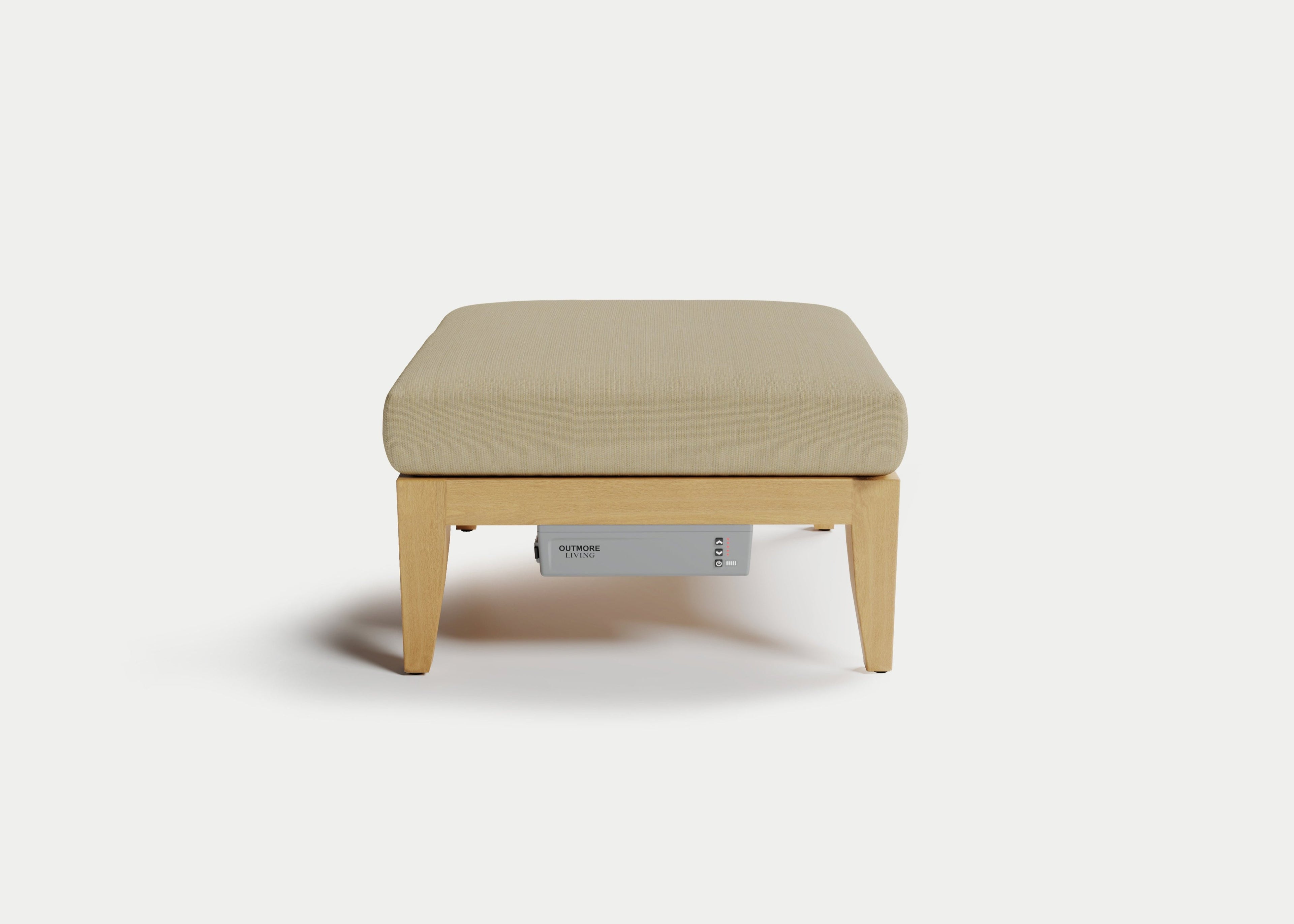 Heated Outdoor Teak Ottoman