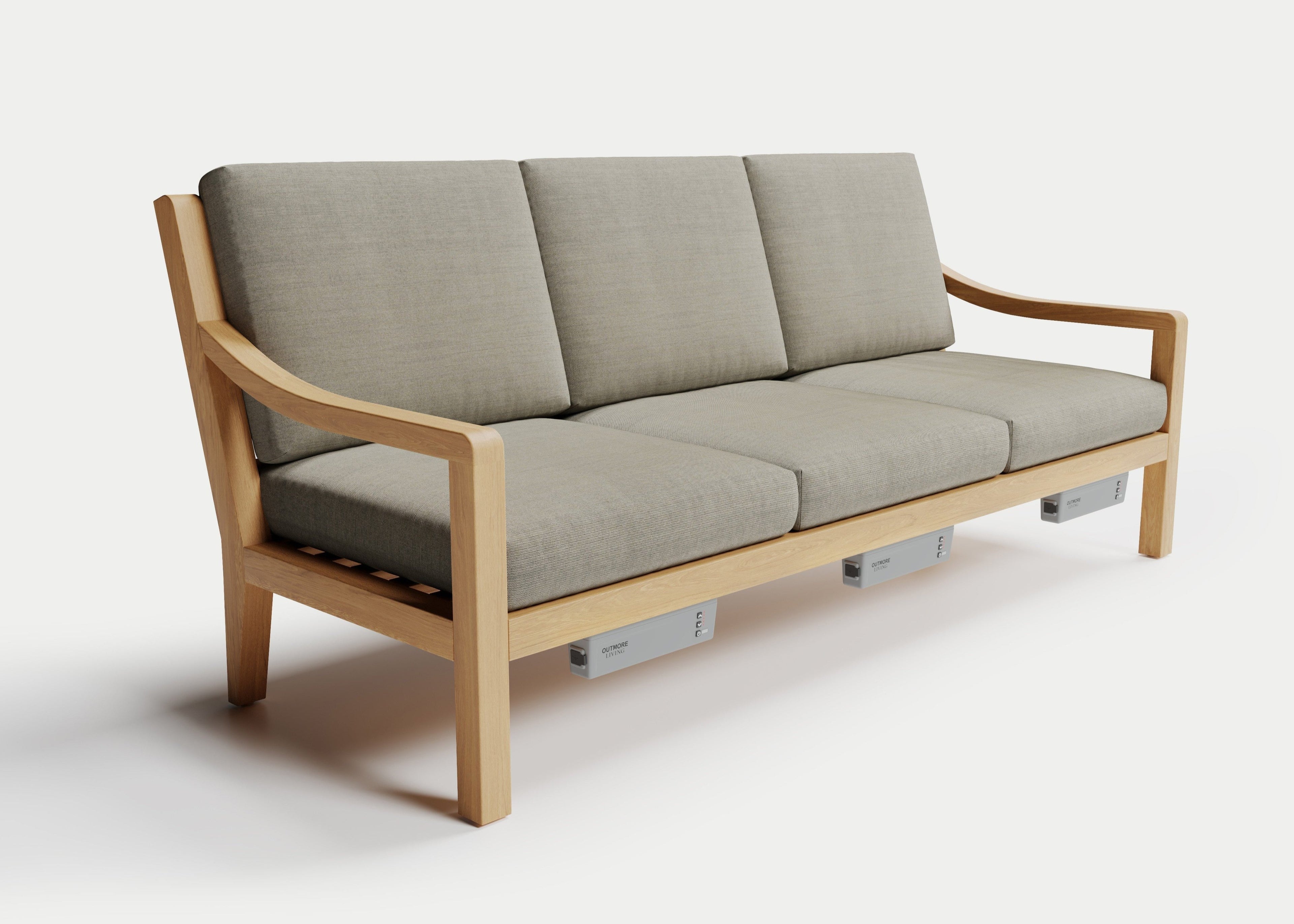 Heated Outdoor Teak Sofa