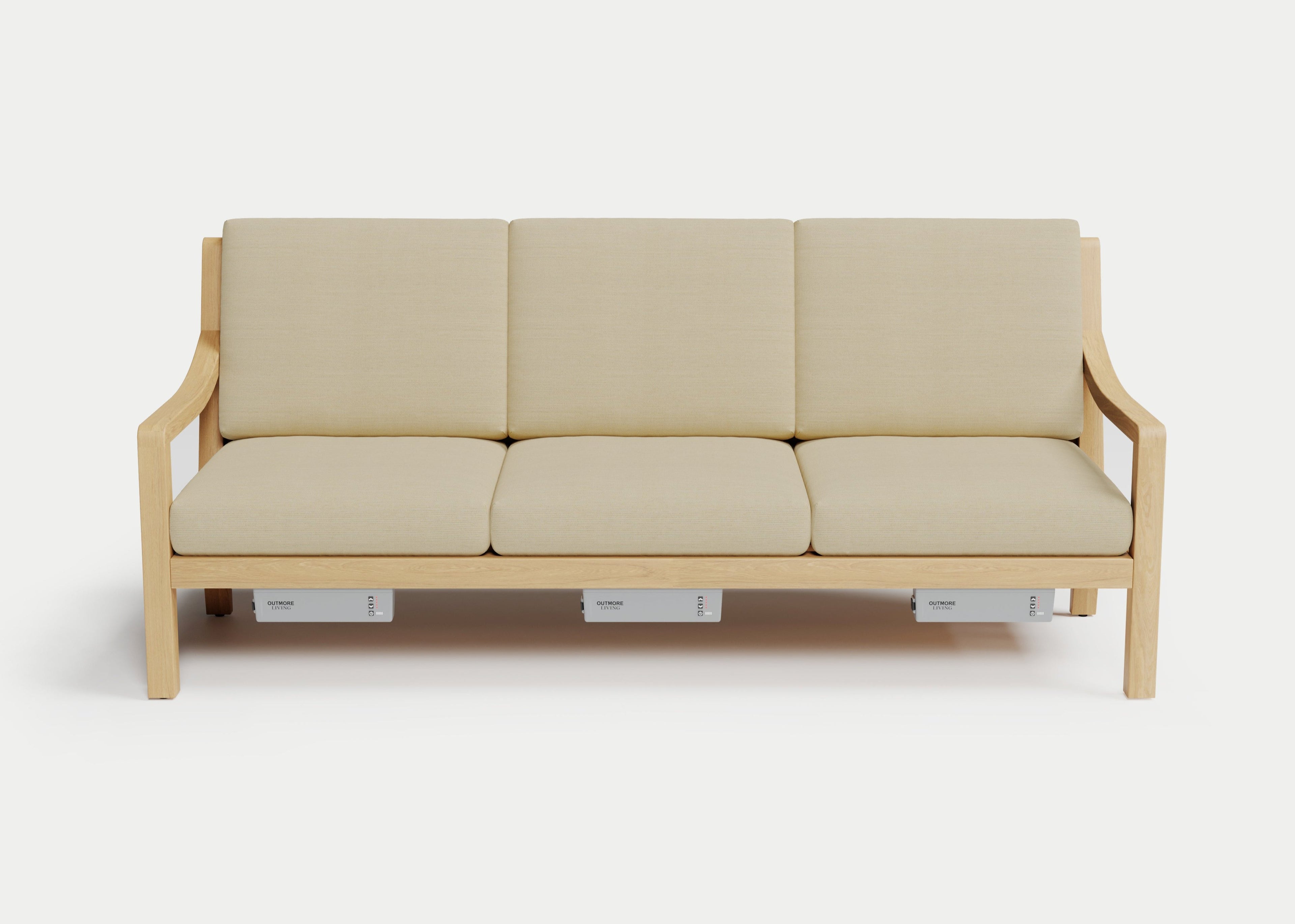 Heated Outdoor Teak Sofa
