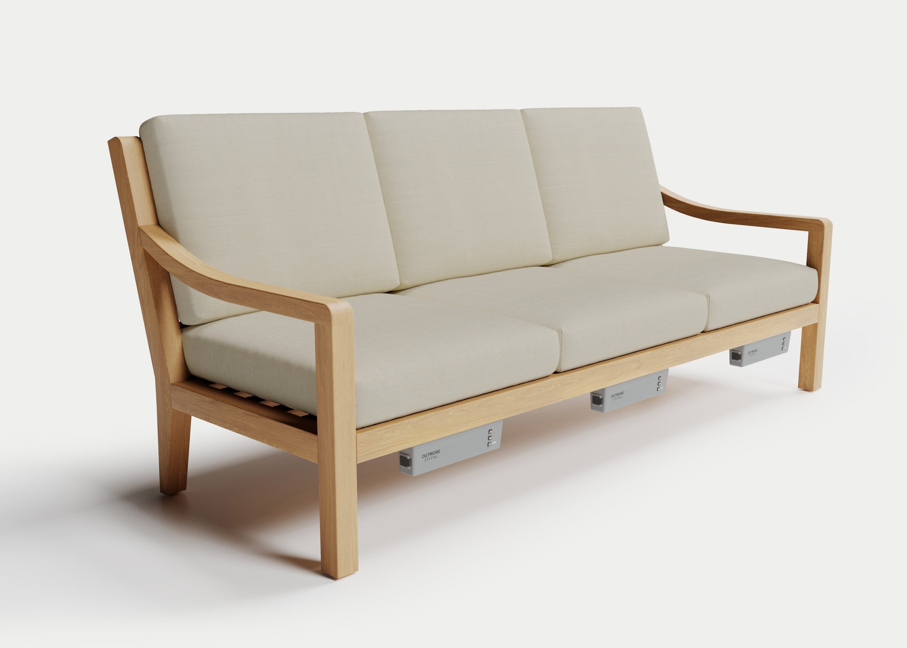 Heated Outdoor Teak Sofa