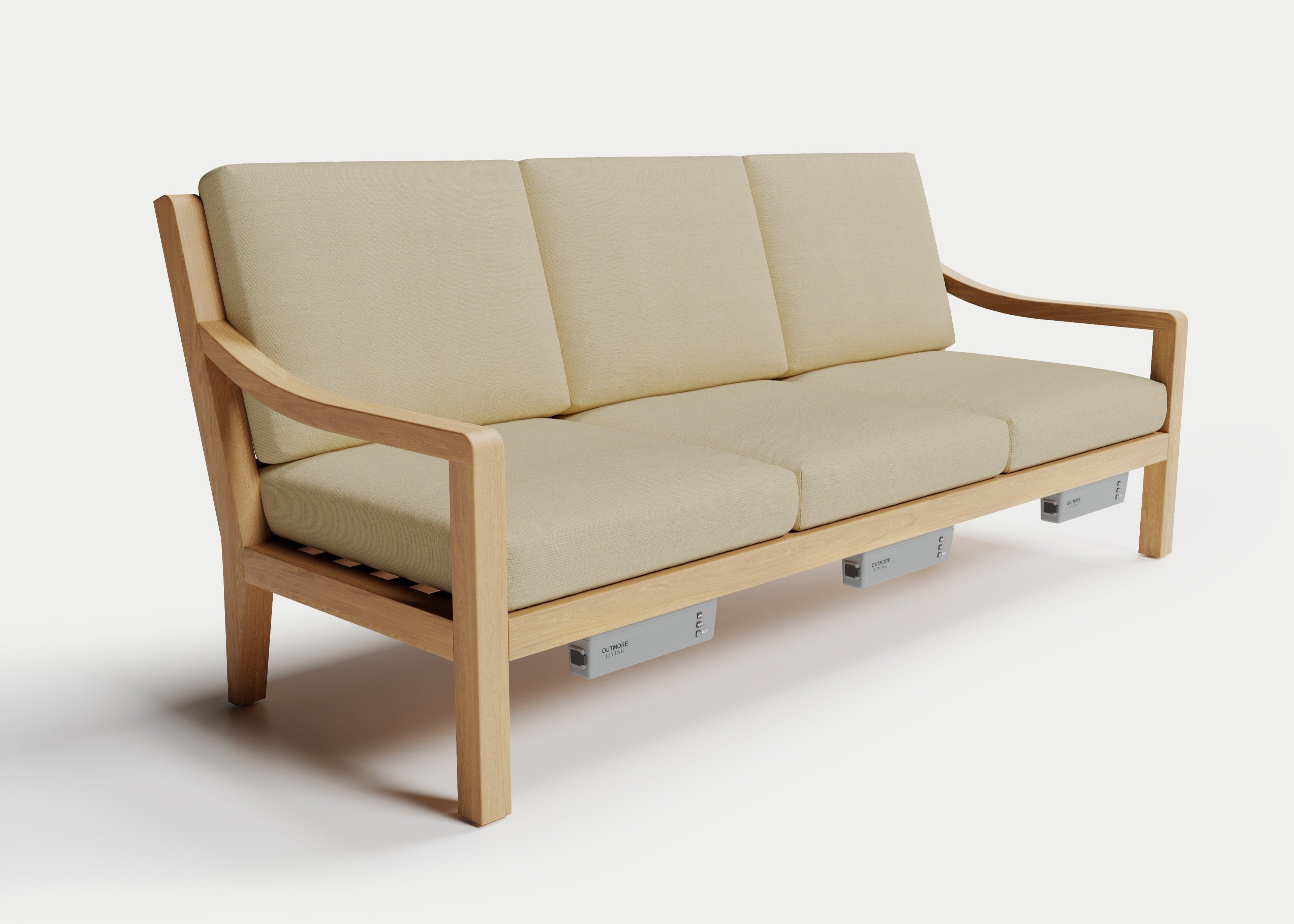 Heated Outdoor Teak Sofa