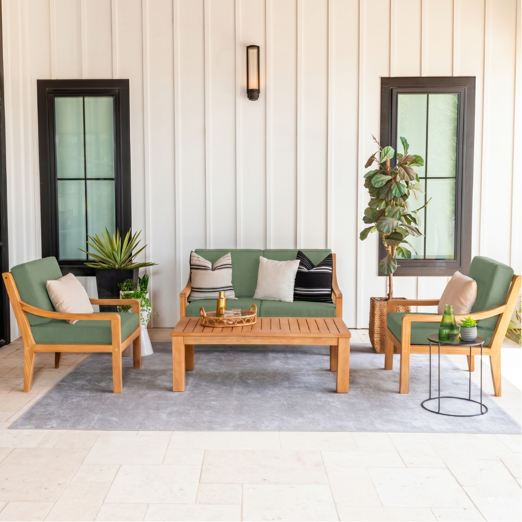 Heated Outdoor Teak Loveseat Set
