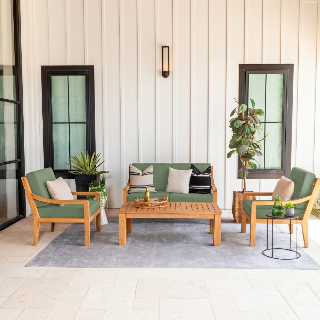 Heated Outdoor Teak Loveseat Set