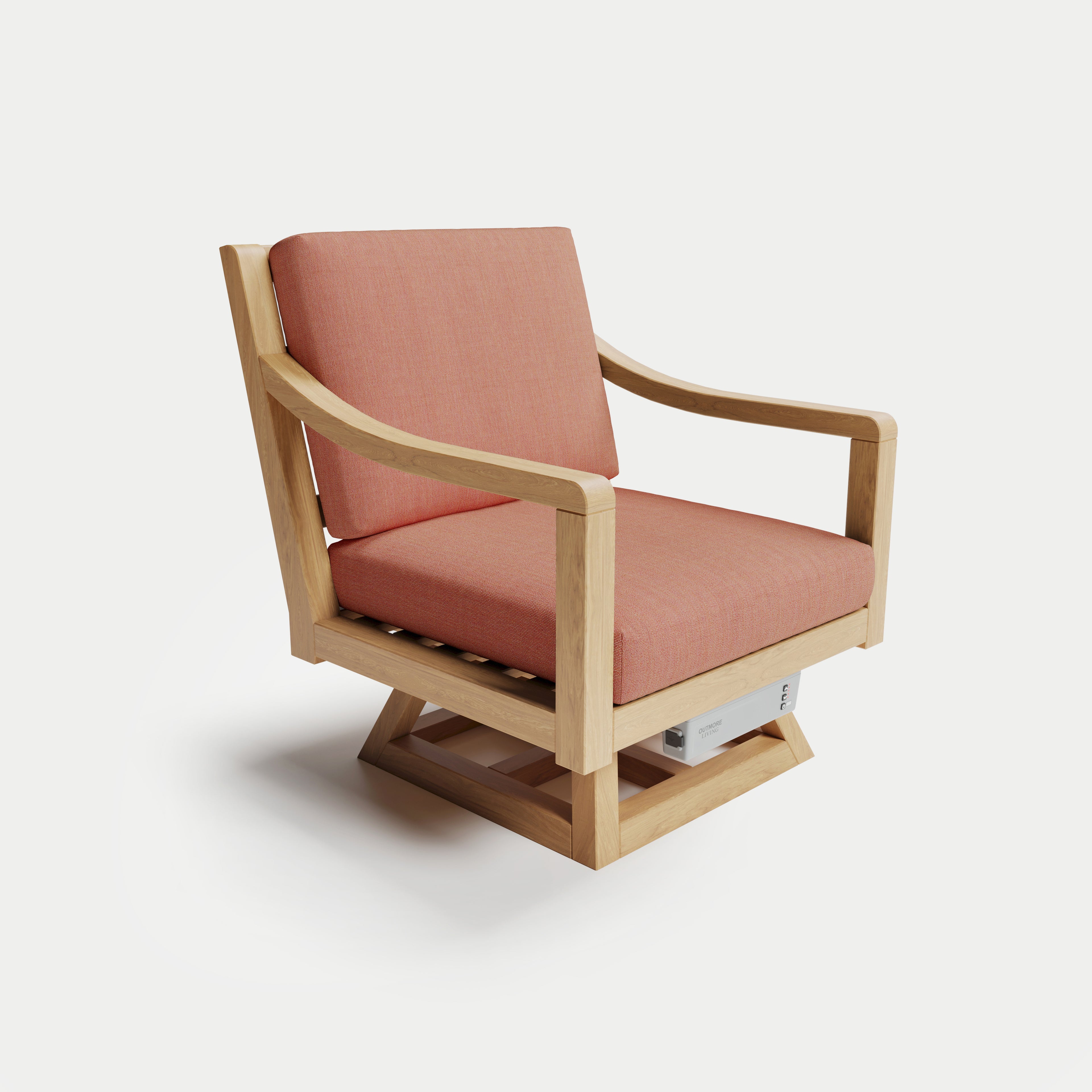 Heated Outdoor Teak Swivel Chair