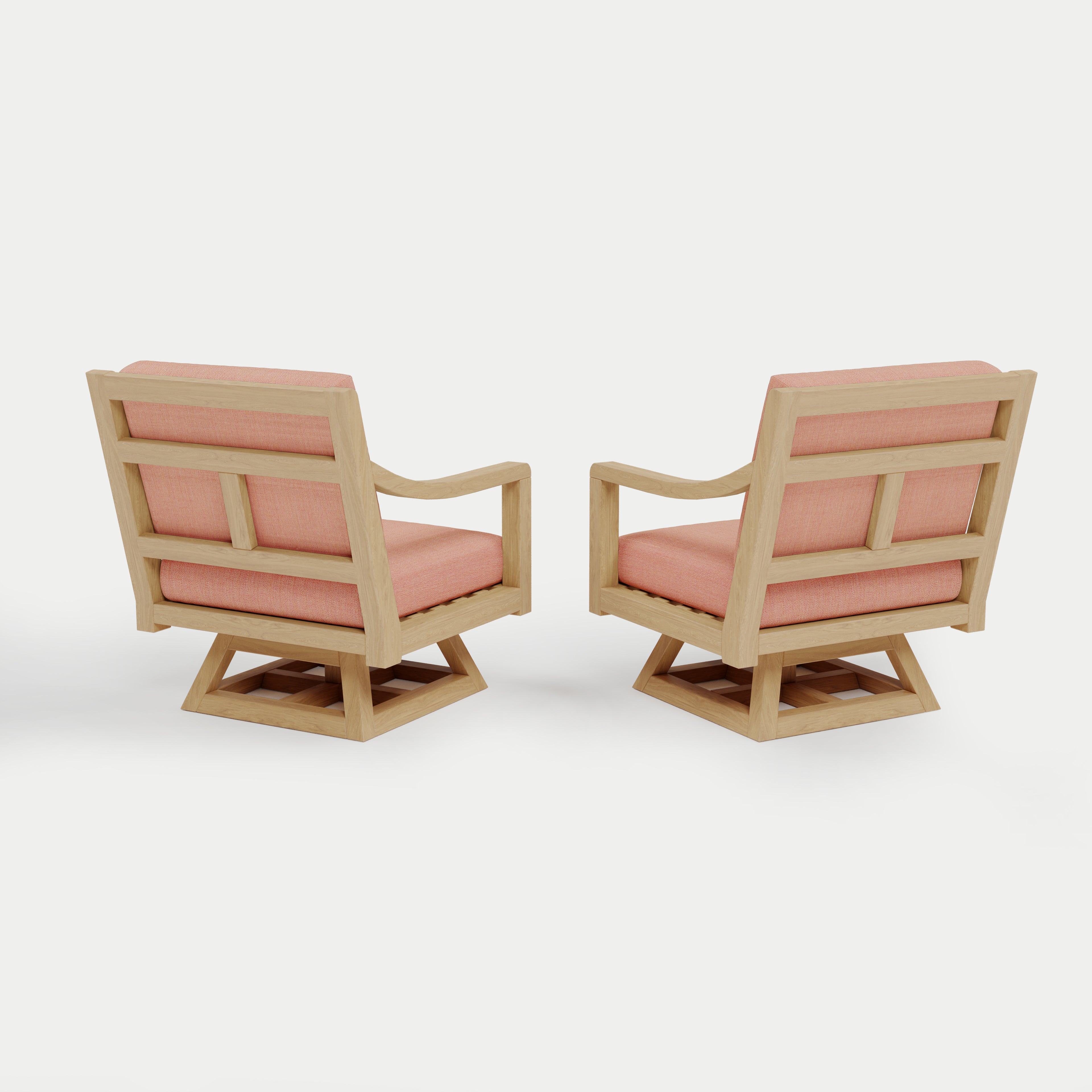 Heated Outdoor Teak 2 Swivel Set