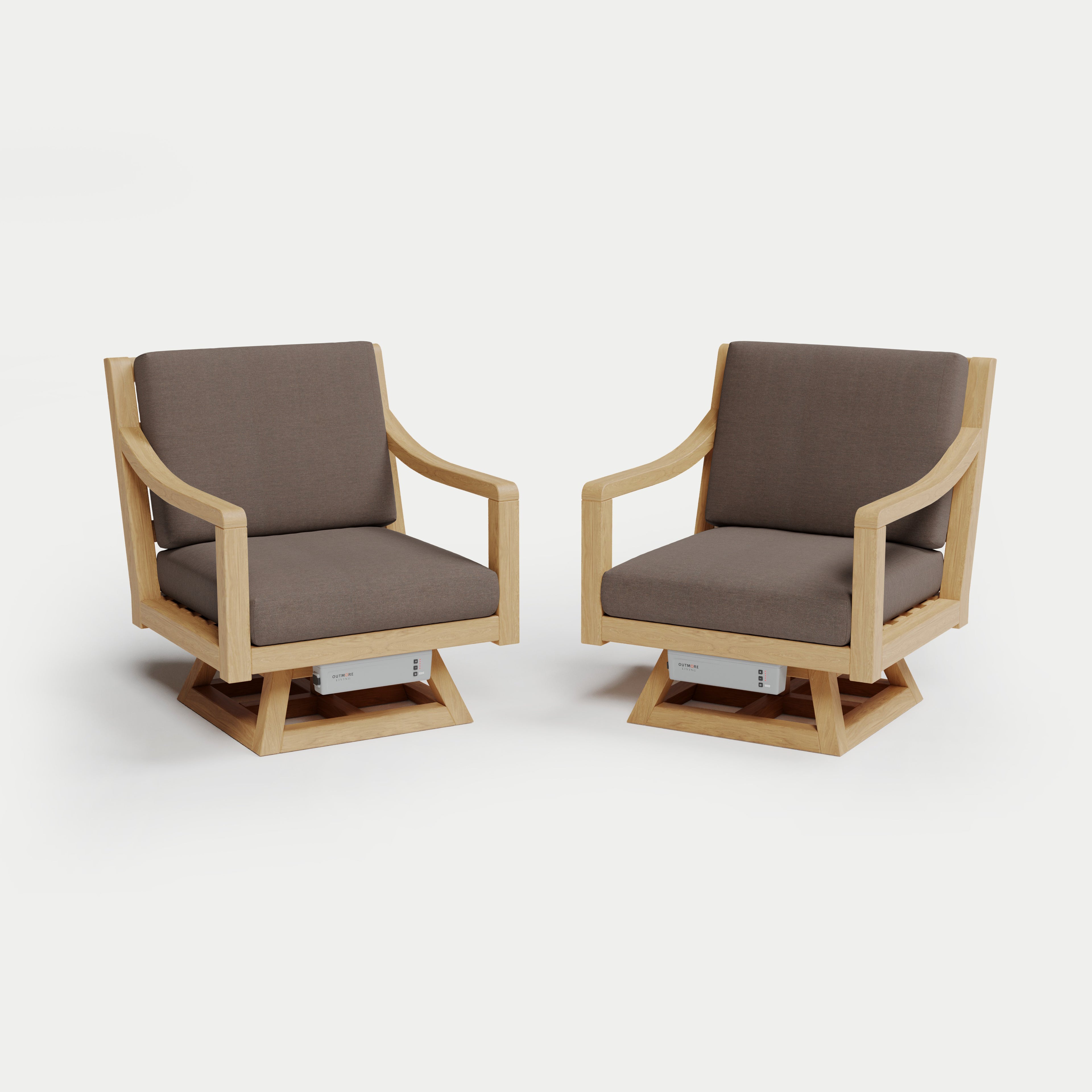 Heated Outdoor Teak 2 Swivel Set