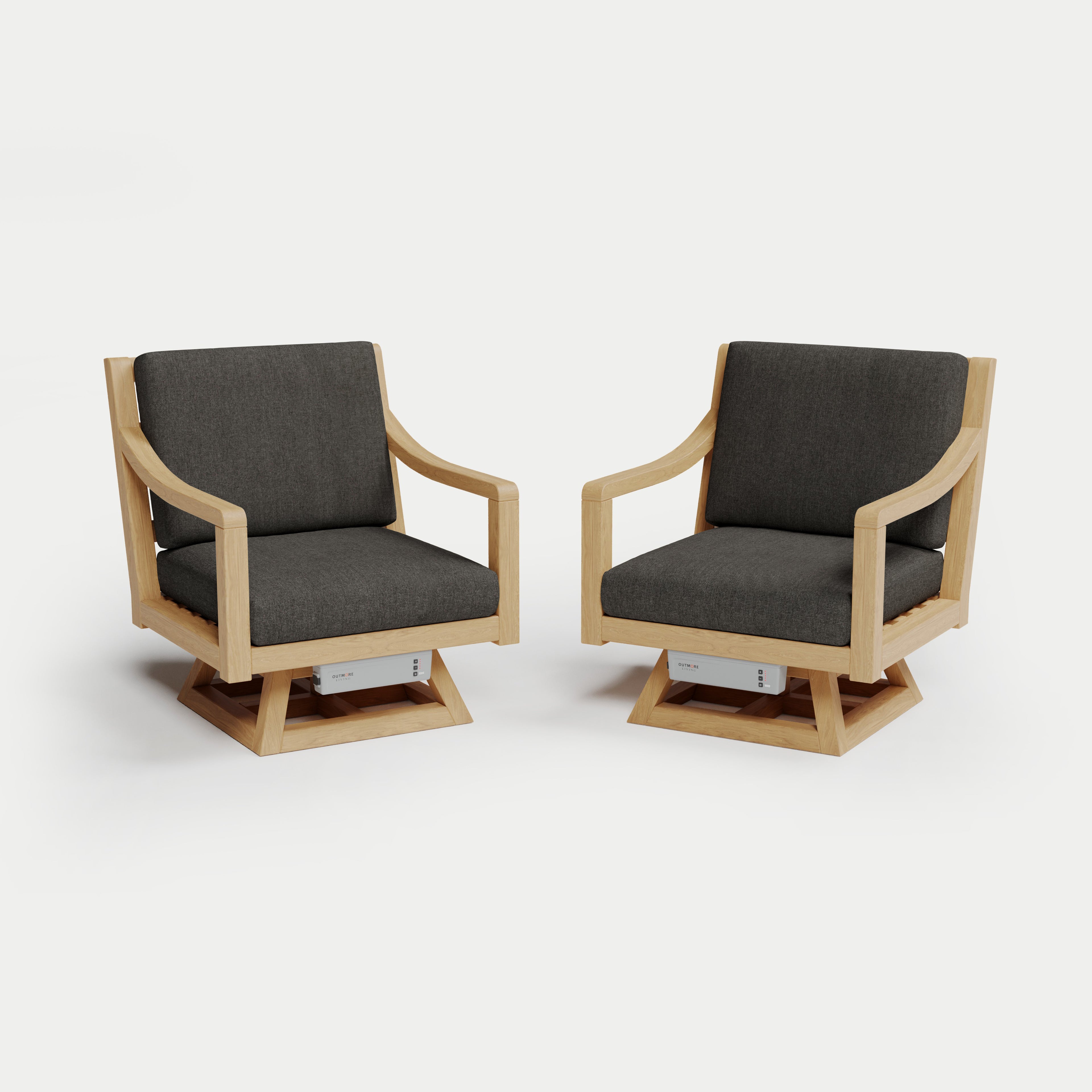 Heated Outdoor Teak 2 Swivel Set