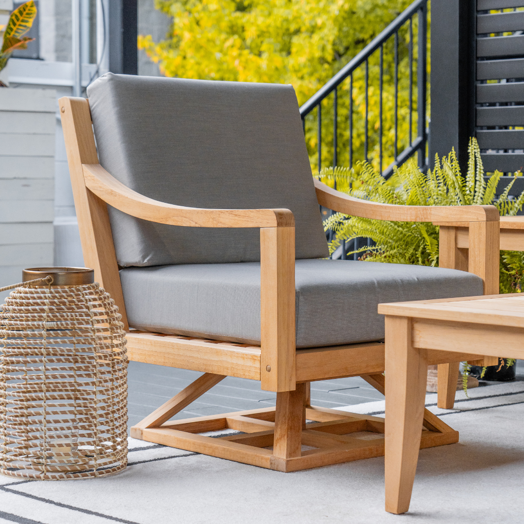 Heated Outdoor Teak Swivel Chair