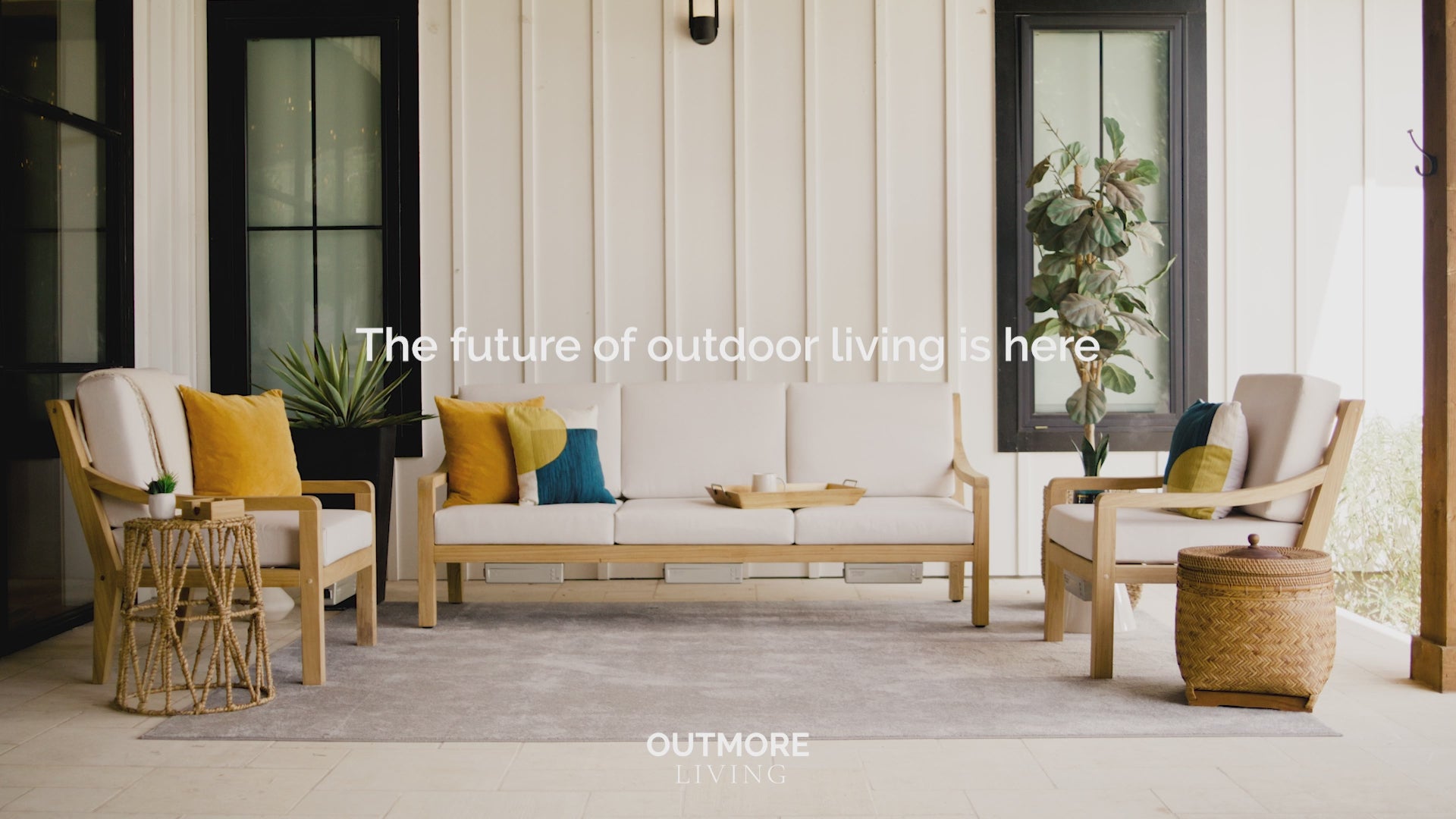 Heated Outdoor Teak Sofa