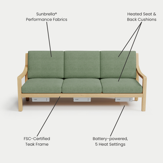Heated Outdoor Teak Sofa Set 