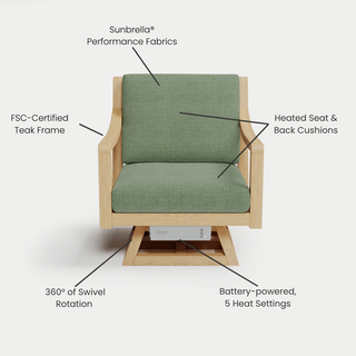 Heated Outdoor Teak Swivel Chair 