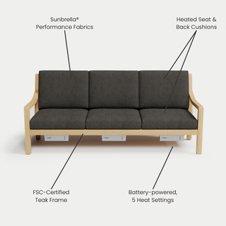 Heated Outdoor Teak Sofa 
