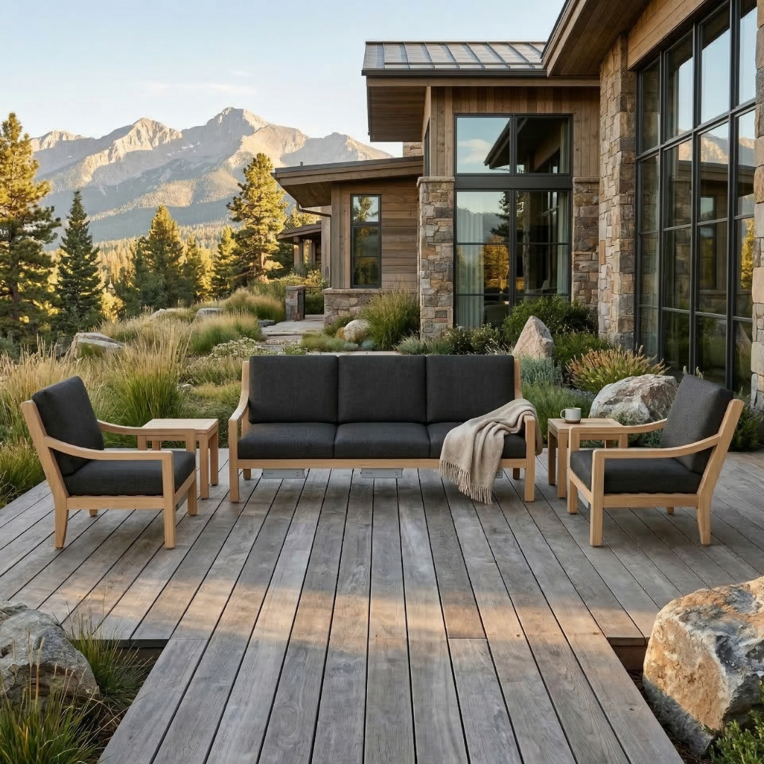 Heated Outdoor Teak Sofa Set 