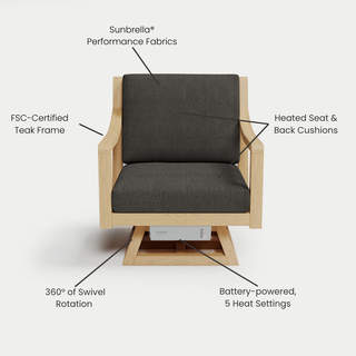 Heated Outdoor Teak Swivel Chair 