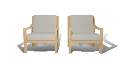 Heated Outdoor Teak Lounge Chair Set 