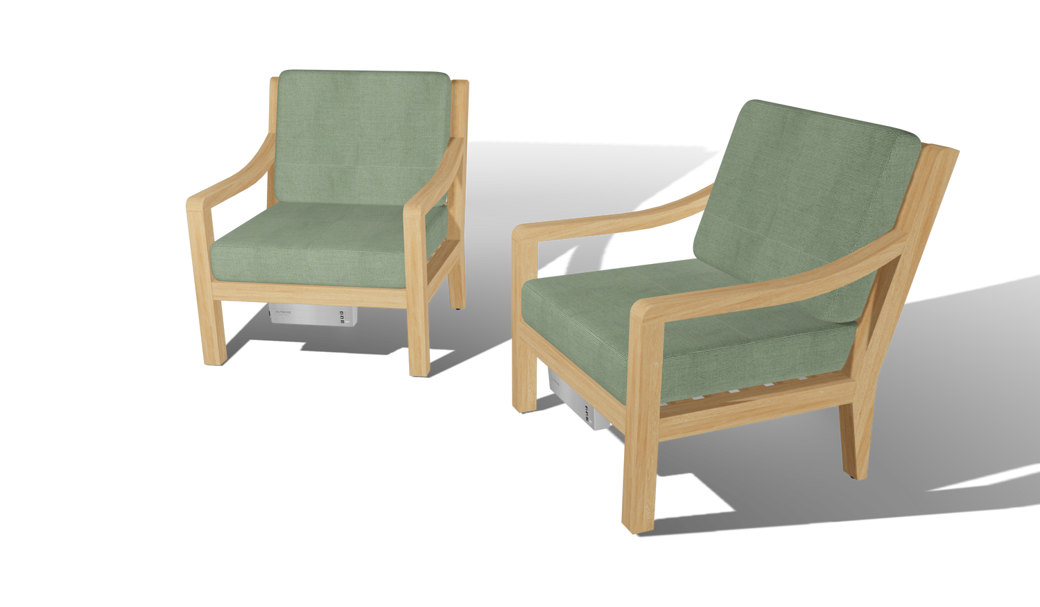Heated Outdoor Teak Lounge Chair Set 
