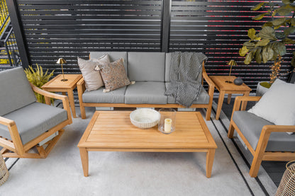 Heated Outdoor Teak Sofa + Swivel Set 