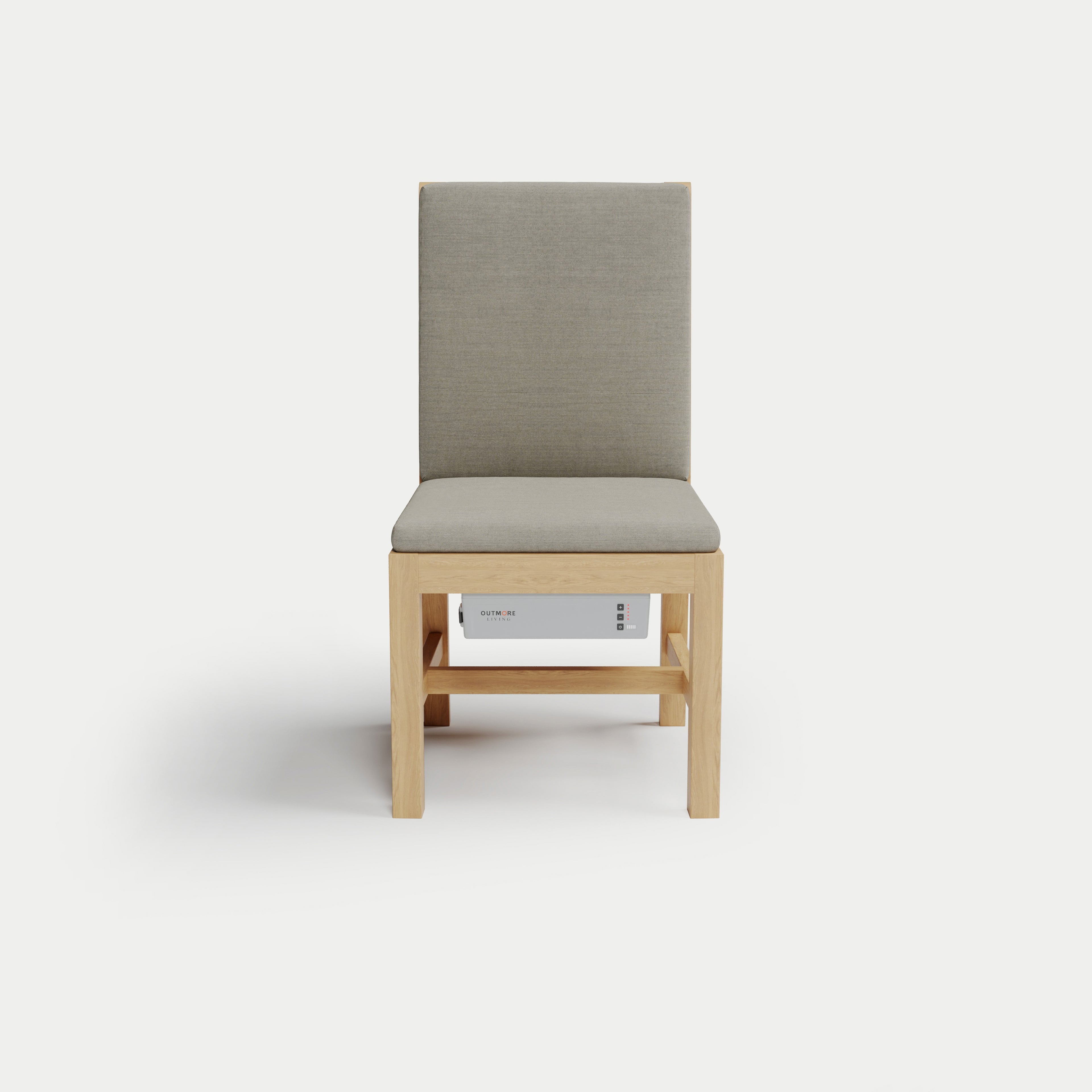 Heated Outdoor Teak Dining Chair Armless