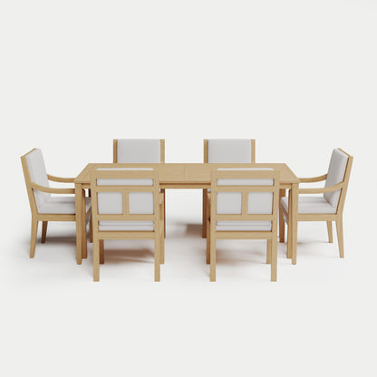 Heated Dining Set - Rectangle Table + 6 Armchairs 
