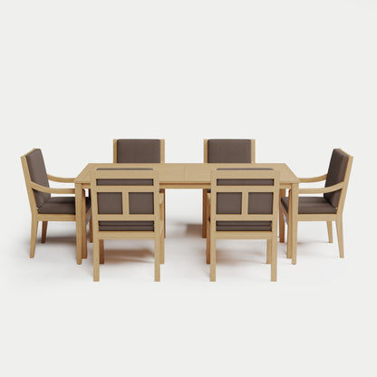 Heated Dining Set - Rectangle Table + 6 Armchairs 