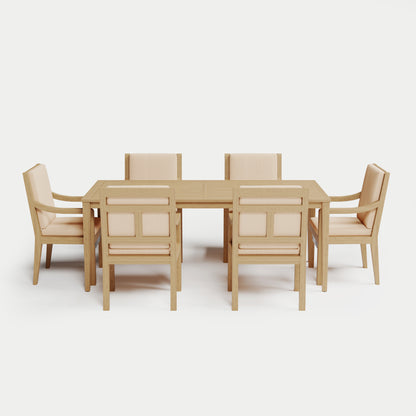 Heated Dining Set - Rectangle Table + 6 Armchairs 