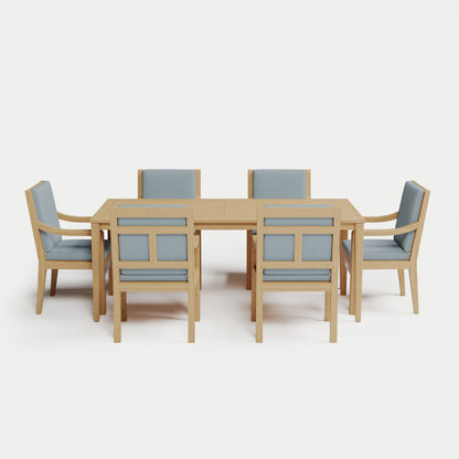 Heated Dining Set - Rectangle Table + 6 Armchairs 