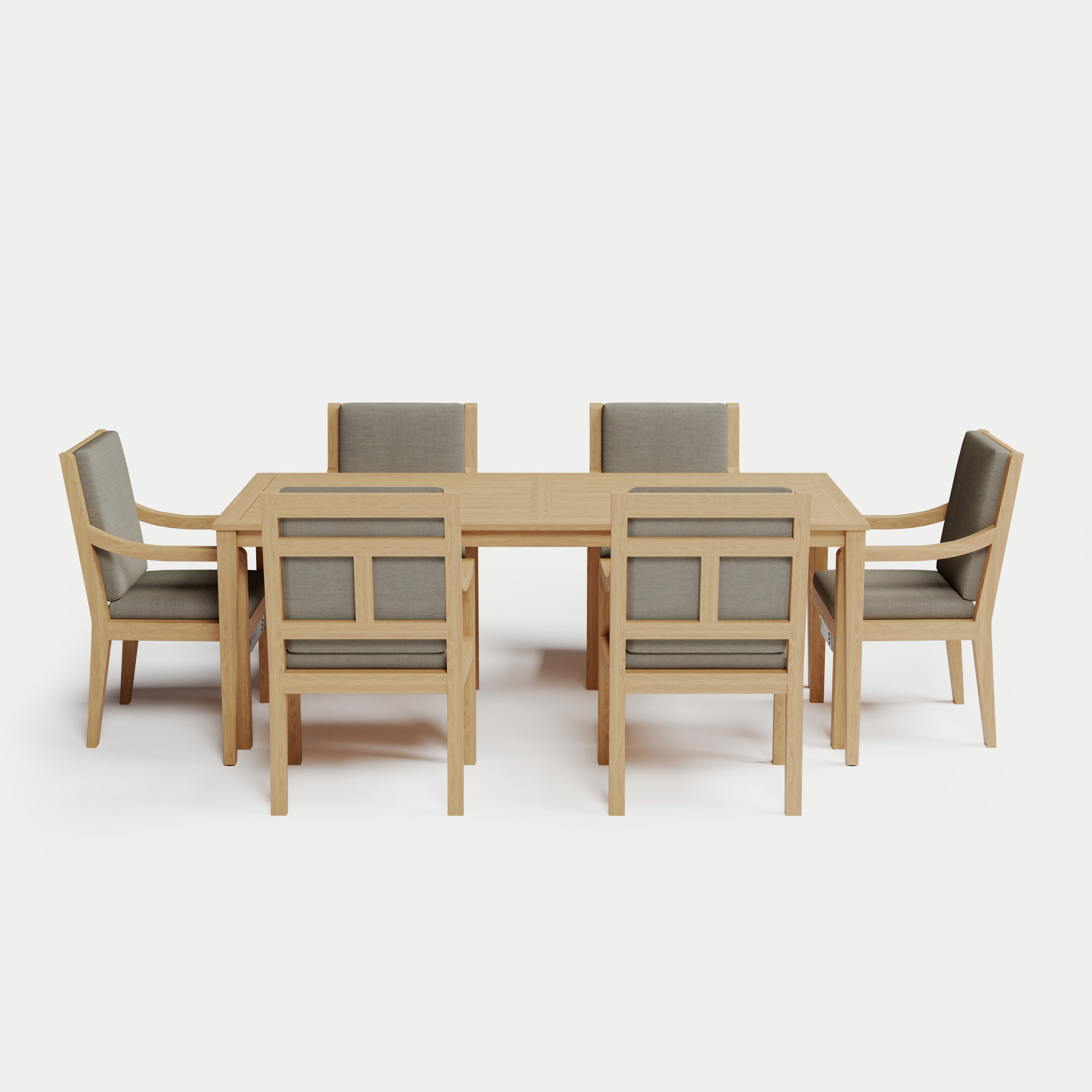 Heated Dining Set - Rectangle Table + 6 Armchairs 