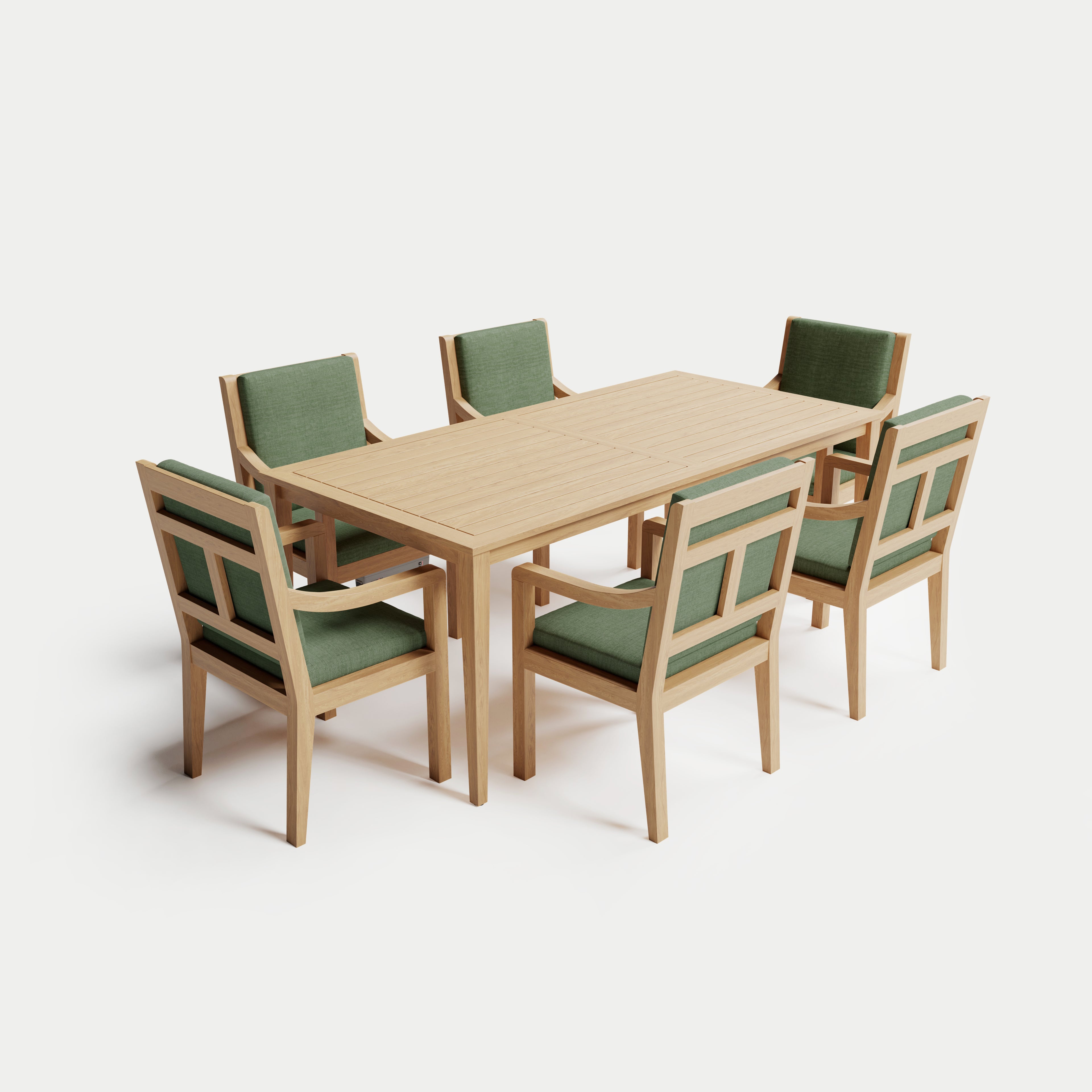 Heated Dining Set - Rectangle Table + 6 Armchairs 