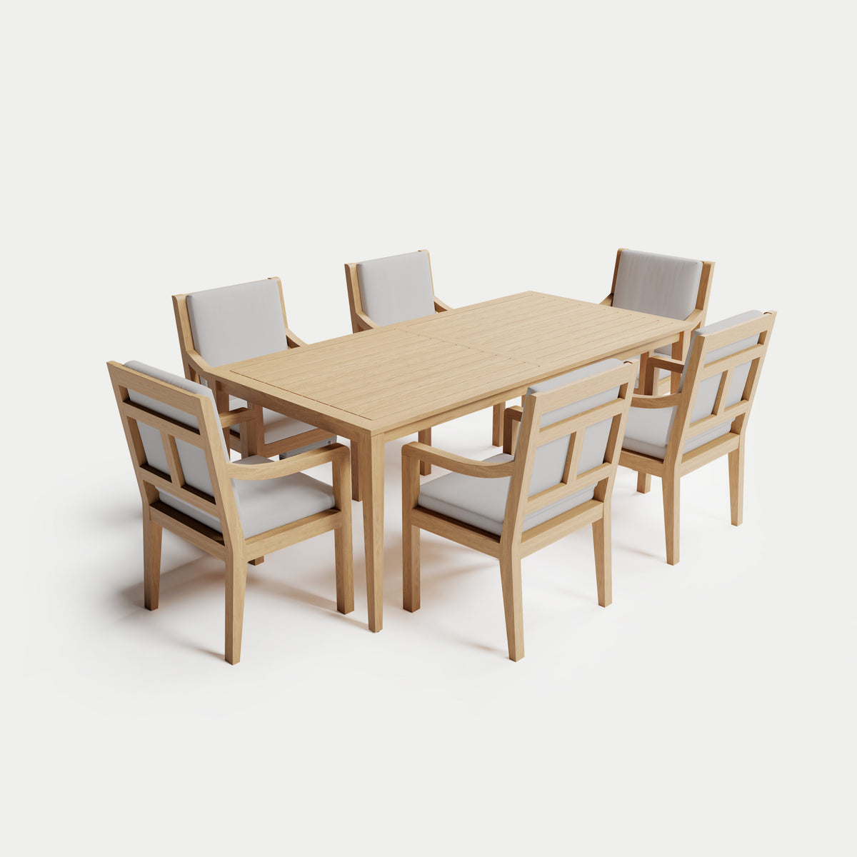 Heated Dining Set - Rectangle Table + 6 Armchairs 