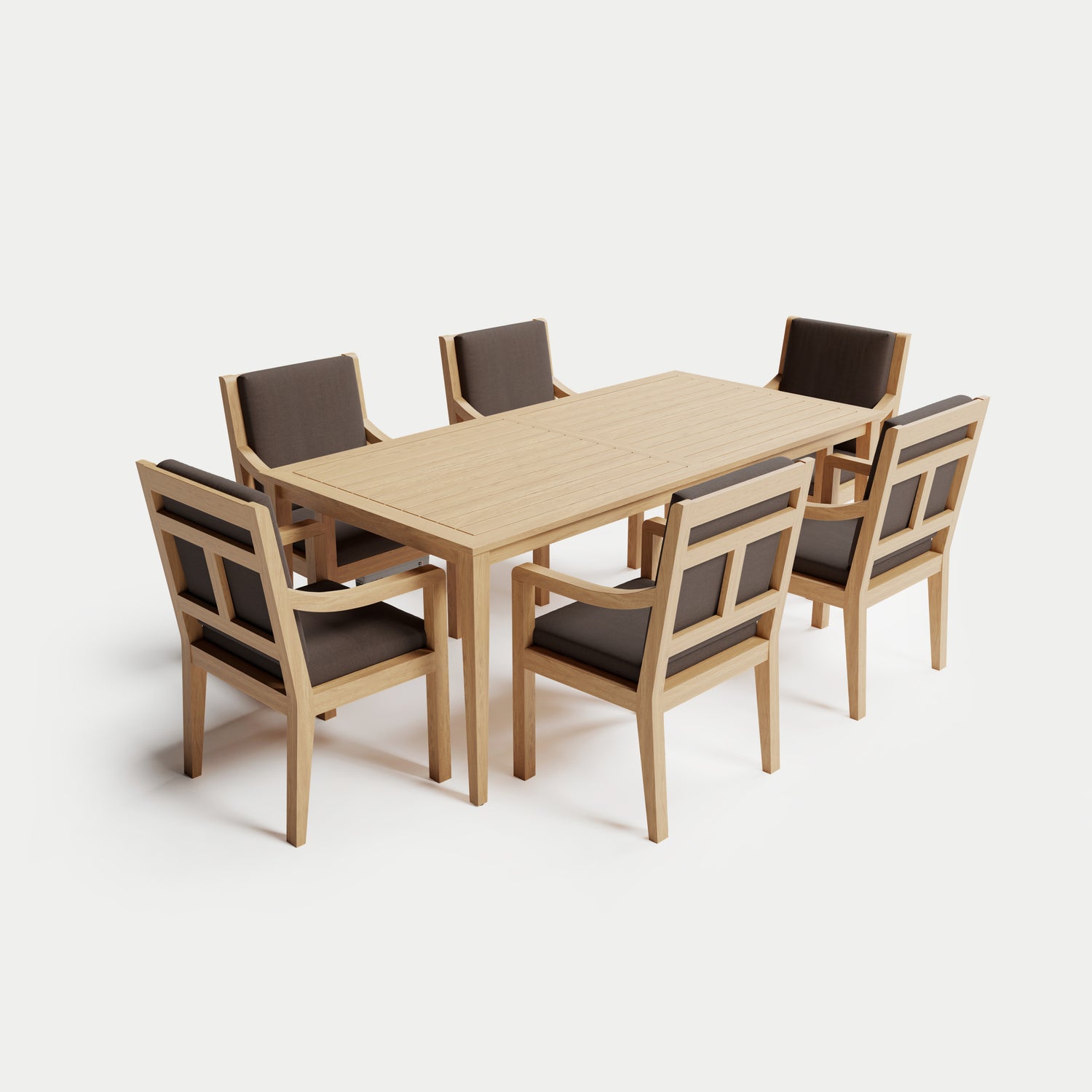Heated Dining Set - Rectangle Table + 6 Armchairs 