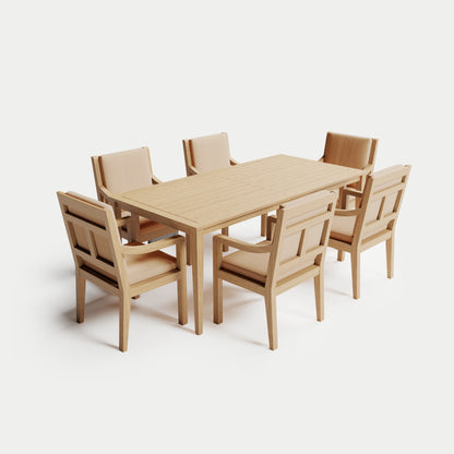 Heated Dining Set - Rectangle Table + 6 Armchairs 