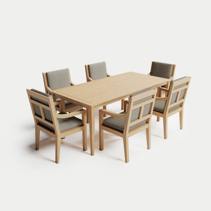 Heated Dining Set - Rectangle Table + 6 Armchairs 
