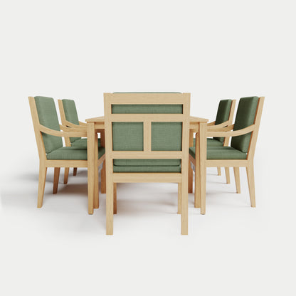 Heated Dining Set - Rectangle Table + 6 Armchairs 