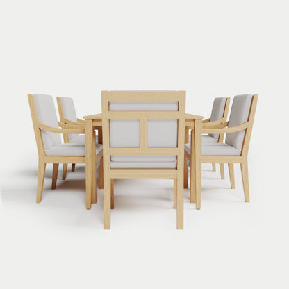 Heated Dining Set - Rectangle Table + 6 Armchairs 