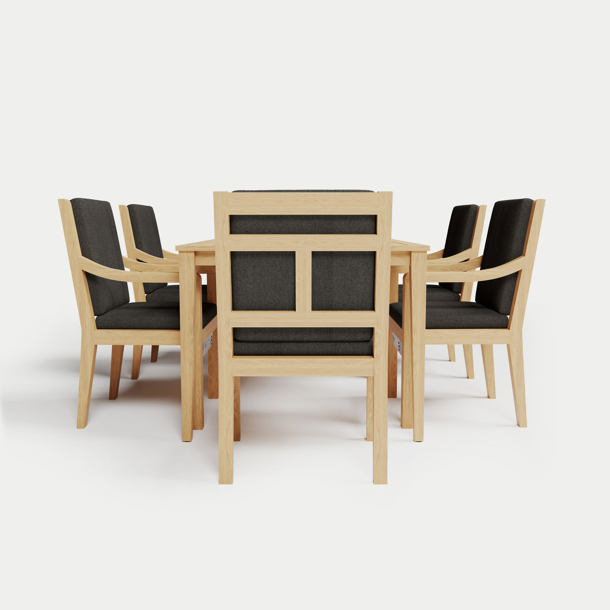 Heated Dining Set - Rectangle Table + 6 Armchairs 