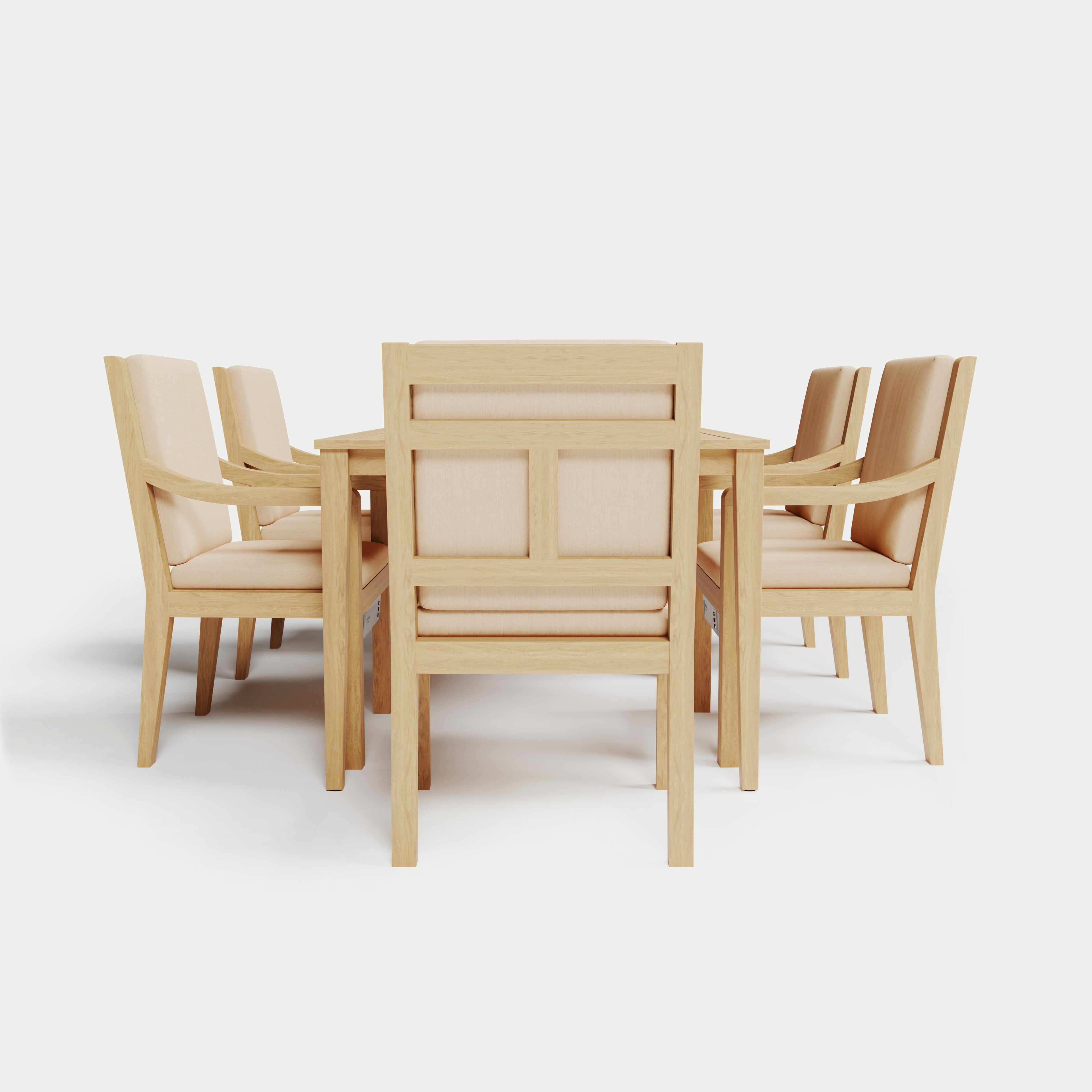 Heated Dining Set - Rectangle Table + 6 Armchairs 