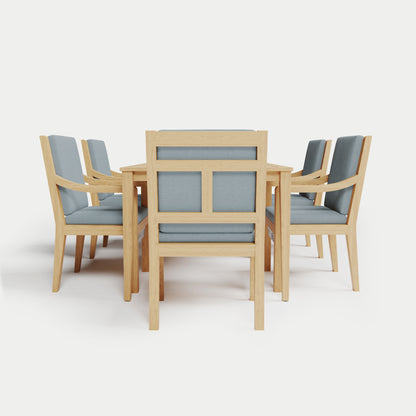 Heated Dining Set - Rectangle Table + 6 Armchairs 