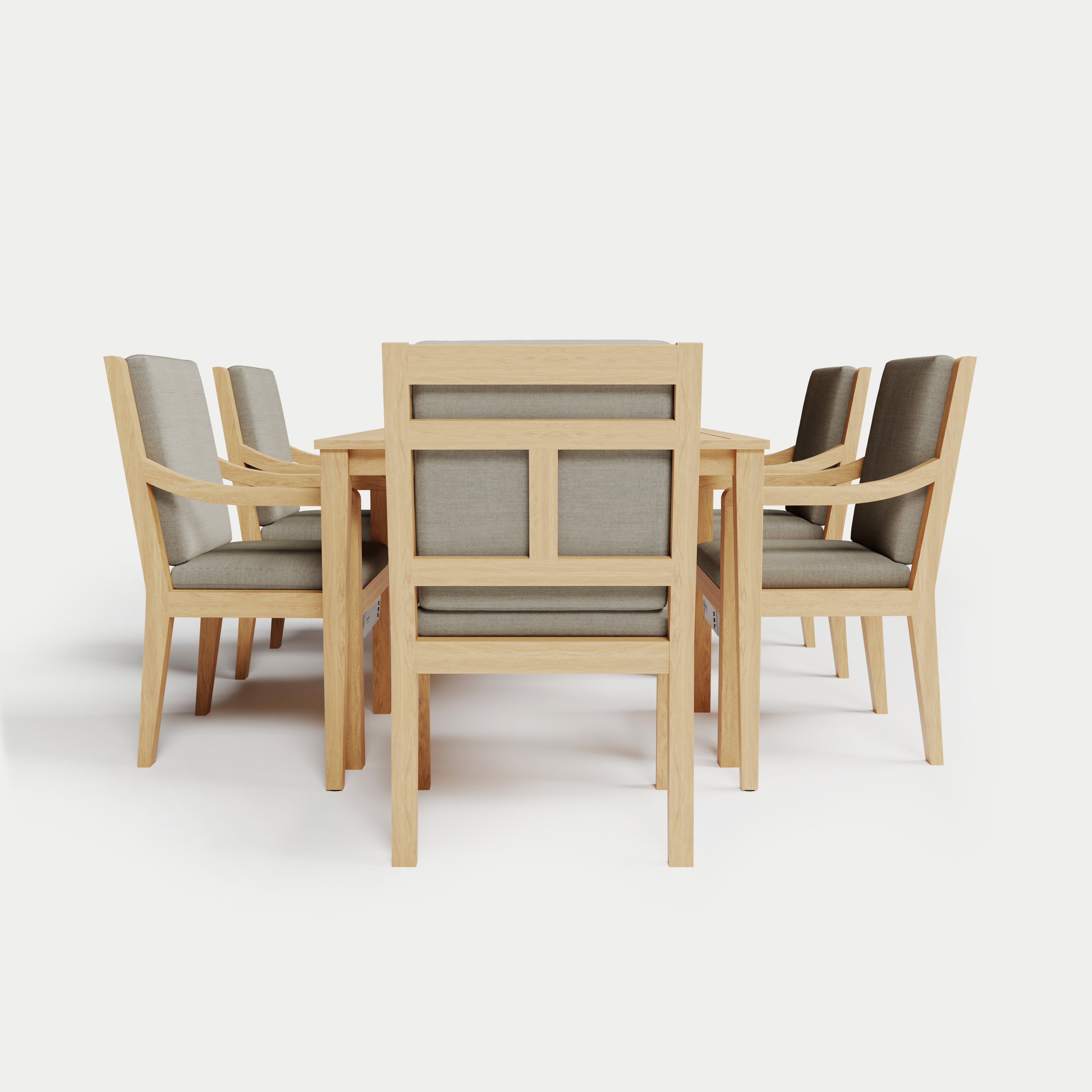 Heated Dining Set - Rectangle Table + 6 Armchairs 