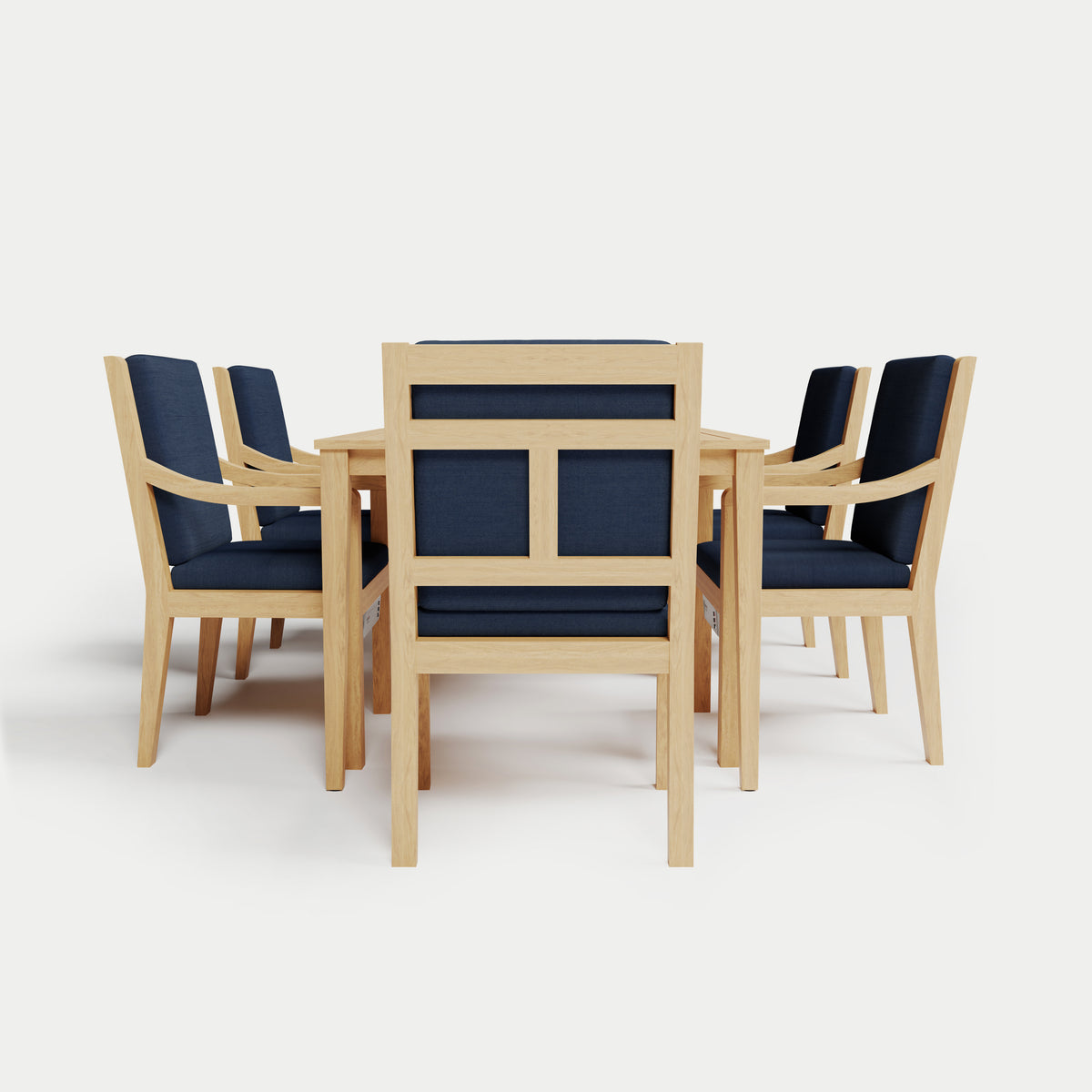 Heated Dining Set - Rectangle Table + 6 Armchairs 