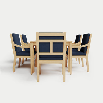 Heated Dining Set - Rectangle Table + 6 Armchairs 